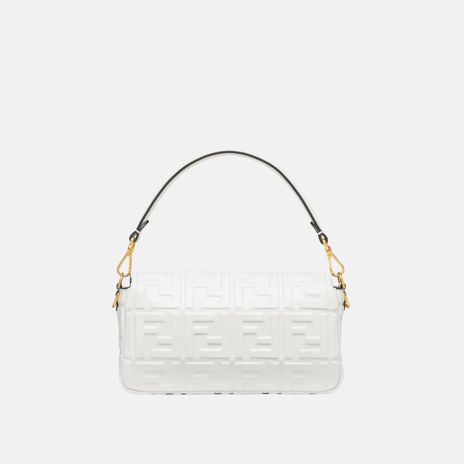 Fendi Baguette Bag In Leather, White, Back