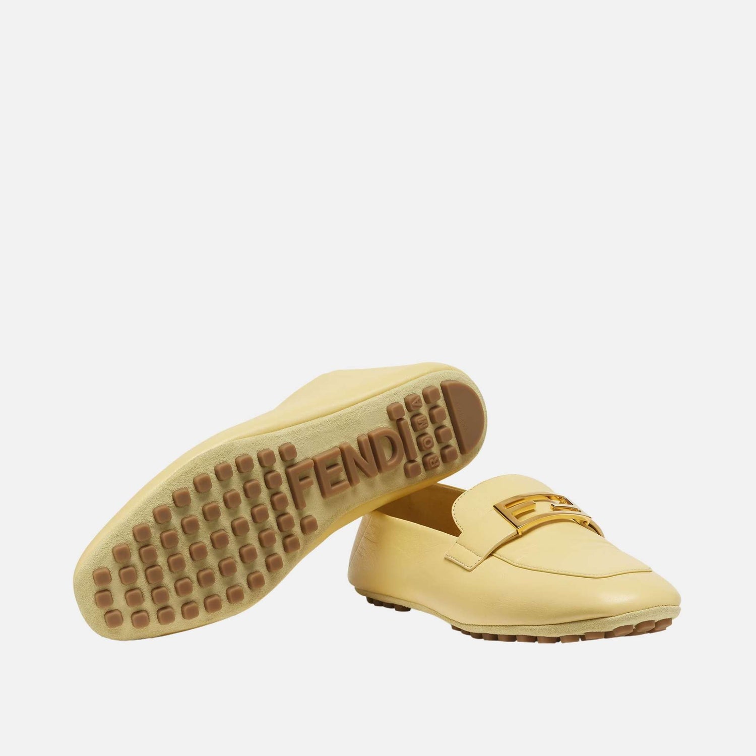 Fendi Baguette Loafers In Nappa Leather, Yellow, Full