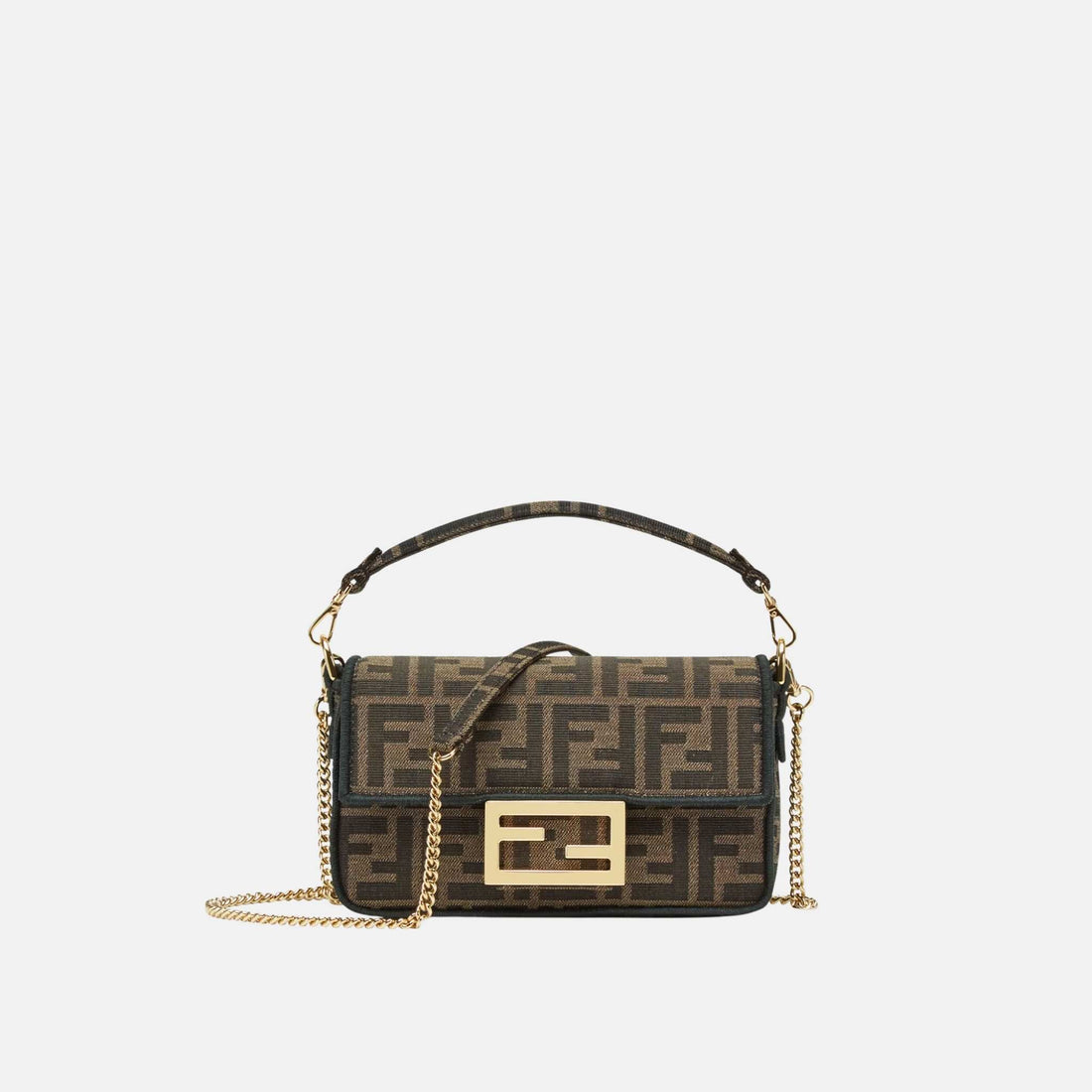 Fendi Baguette Mini Bag In Brown Fabric, Front