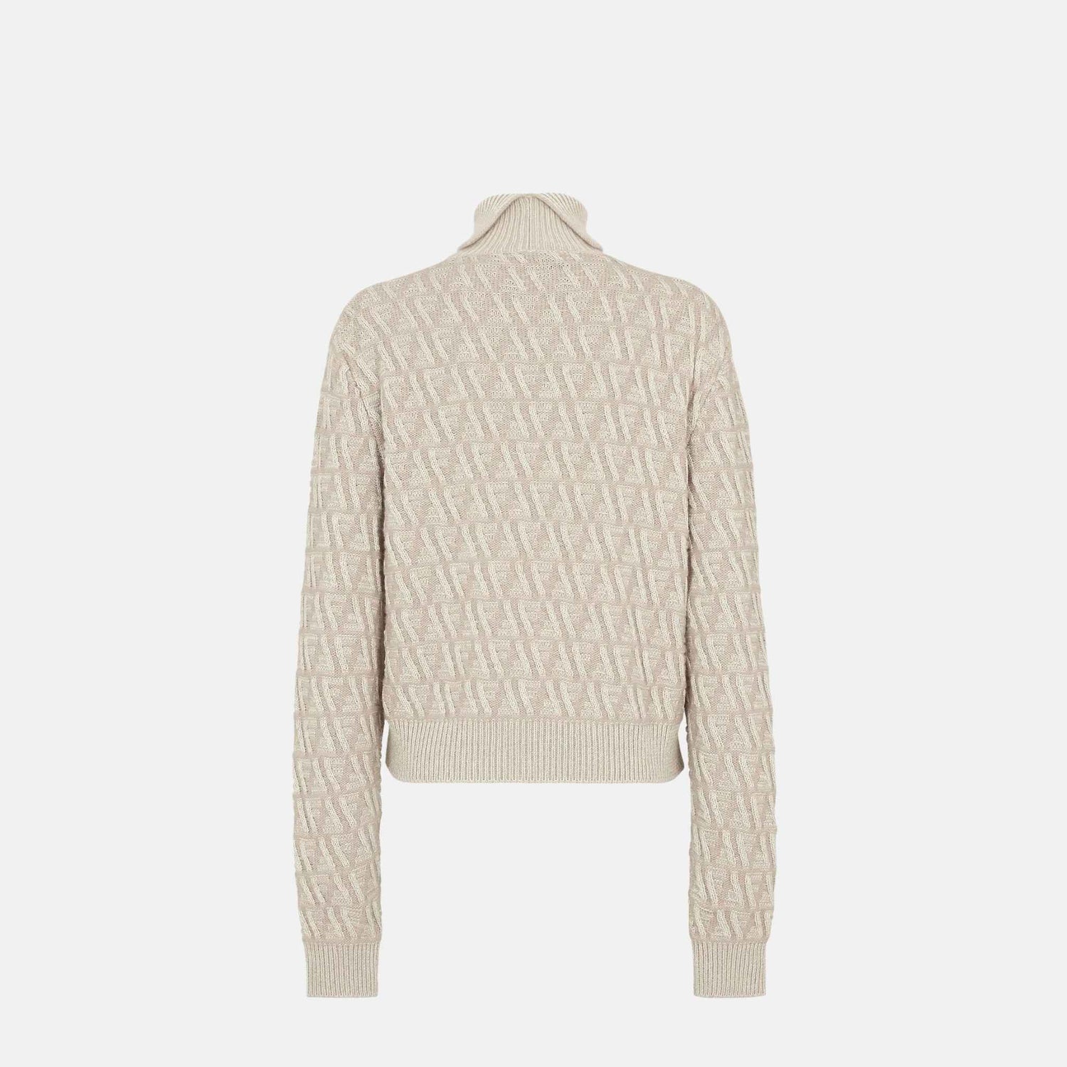 Fendi Beige FF Wool And Cashmere Turtleneck Jumper, Back