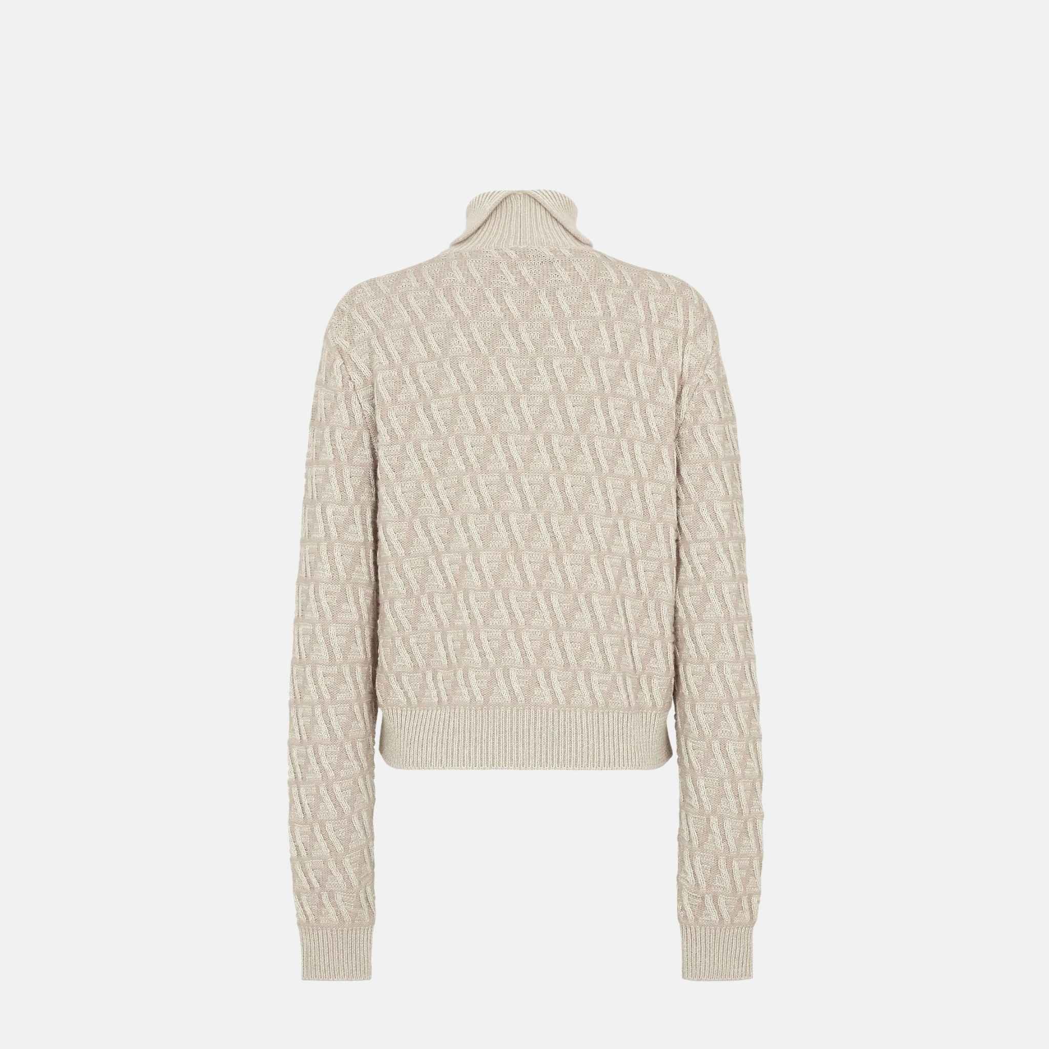 Fendi Beige FF Wool And Cashmere Turtleneck Jumper, Back