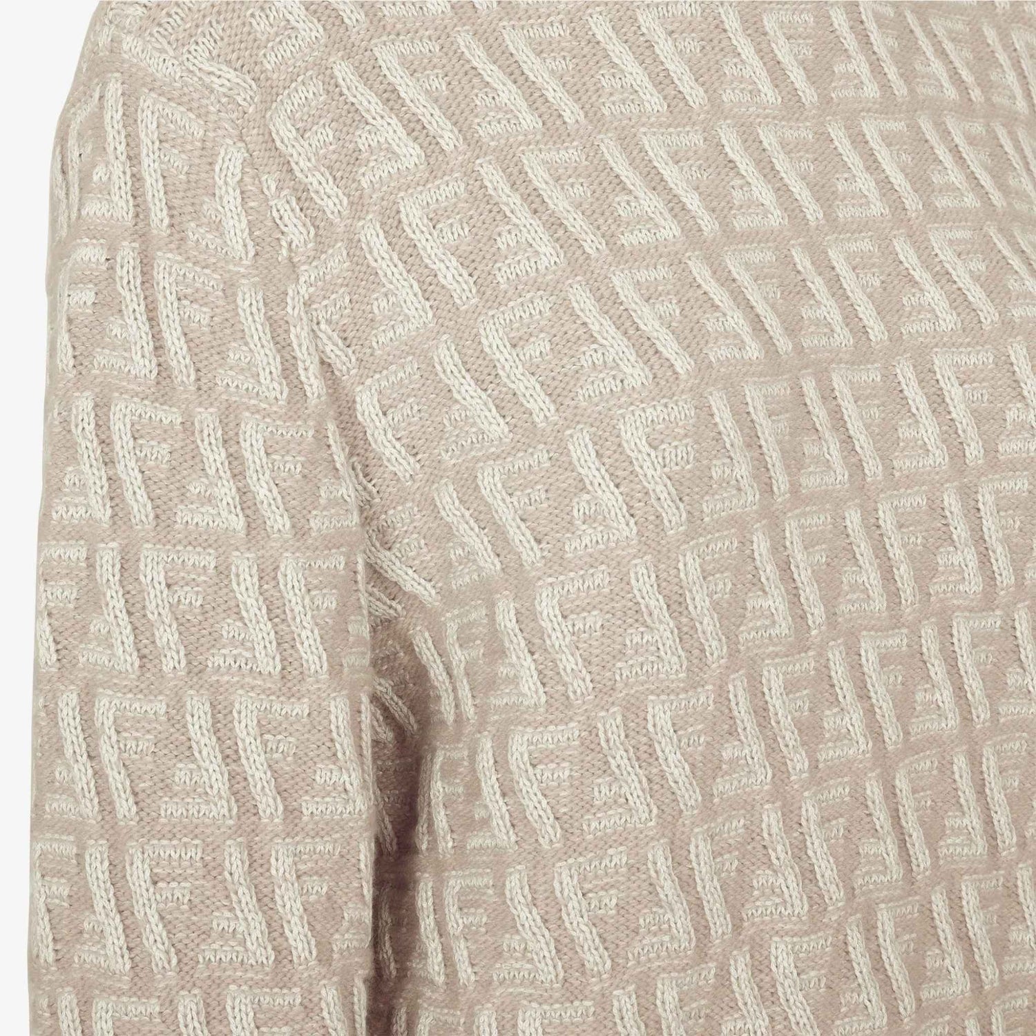 Fendi Beige FF Wool And Cashmere Turtleneck Jumper, Close
