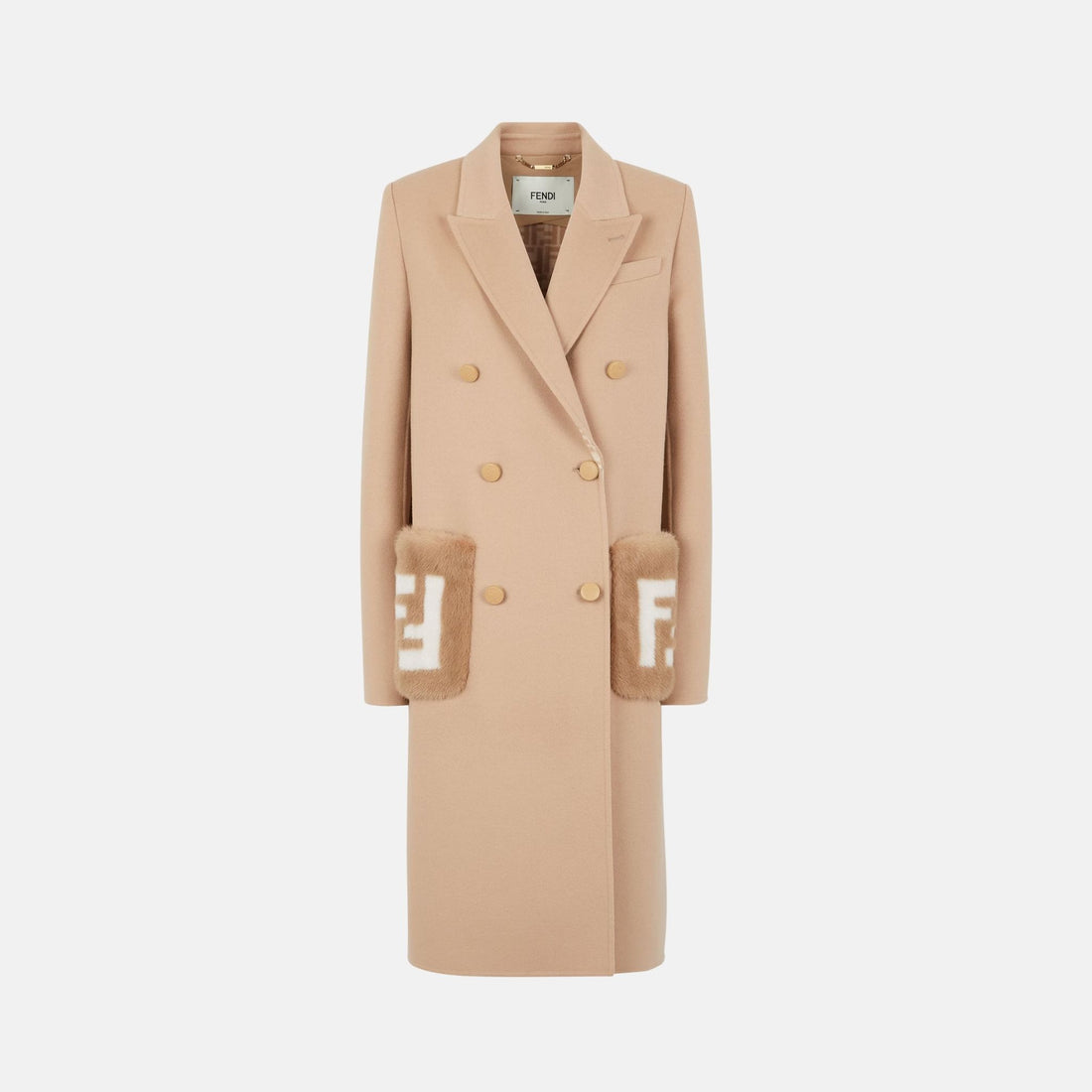 Fendi Beige Wool Coat, Front