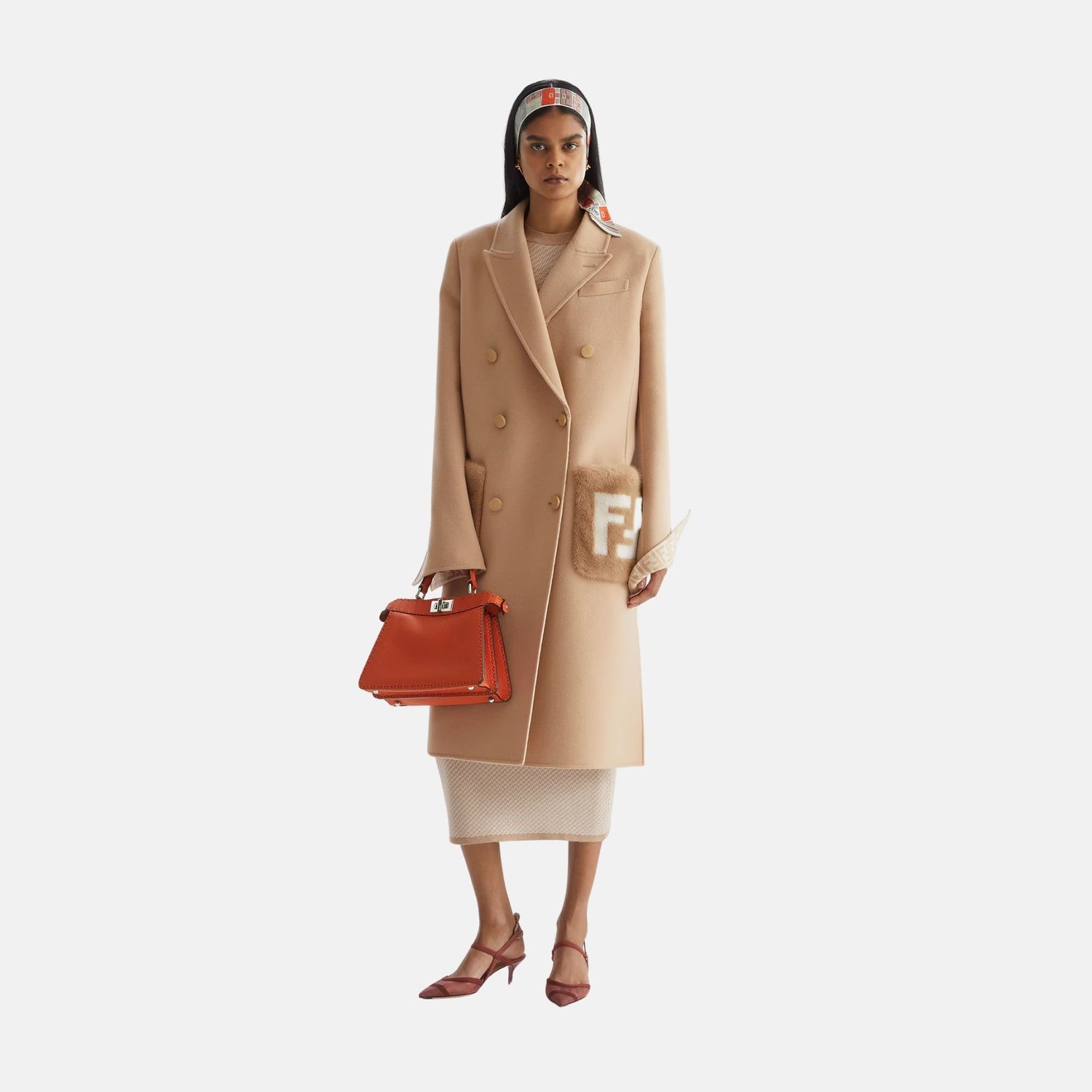 Fendi Beige Wool Coat, Model