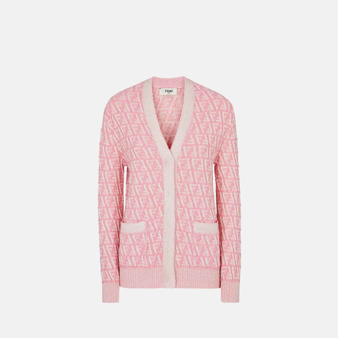 Fendi Cardigan In Lunar New Year Pink Cashmere And Wool, Front