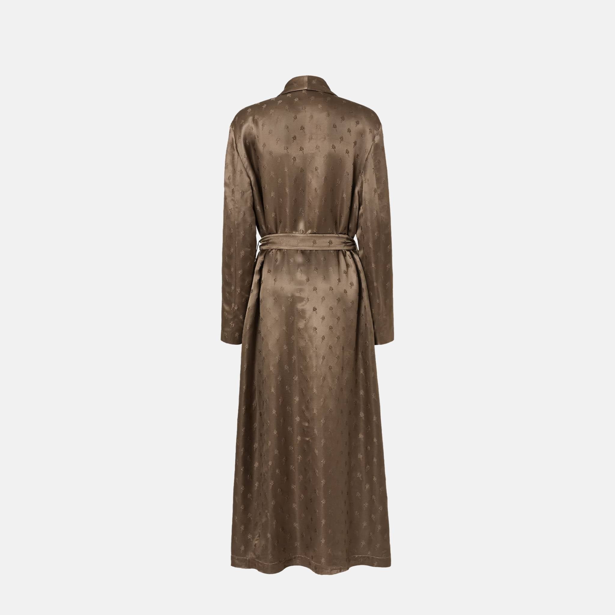 Fendi Dark Green Jacquard Silk Overcoat, Back