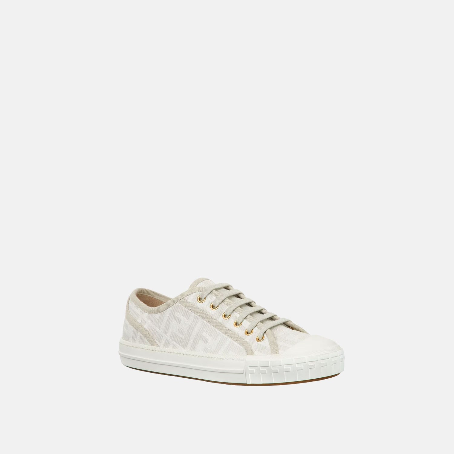 Fendi Domino Low Tops In FF Fabric, White, Front