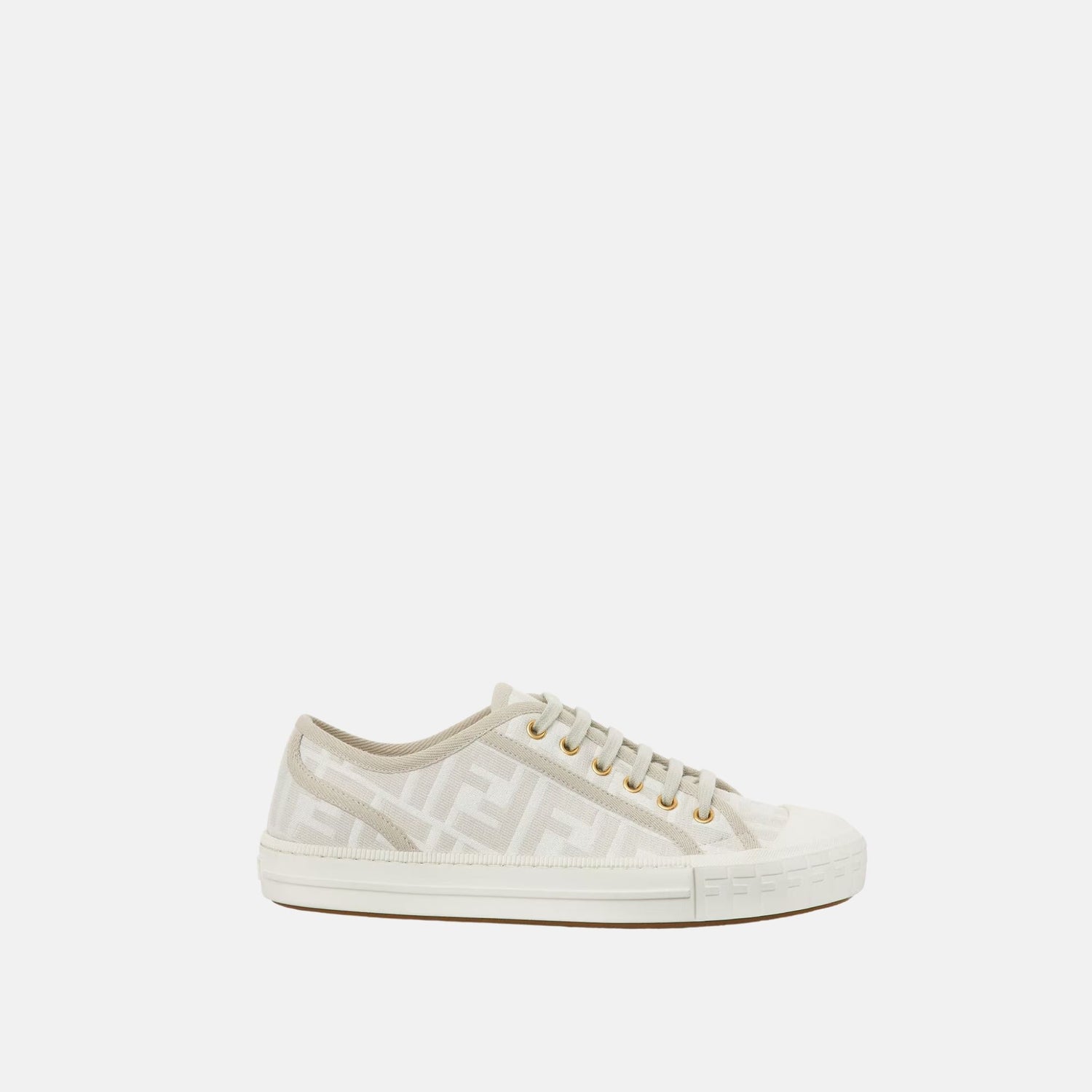 Fendi Domino Low Tops In FF Fabric, White, Side