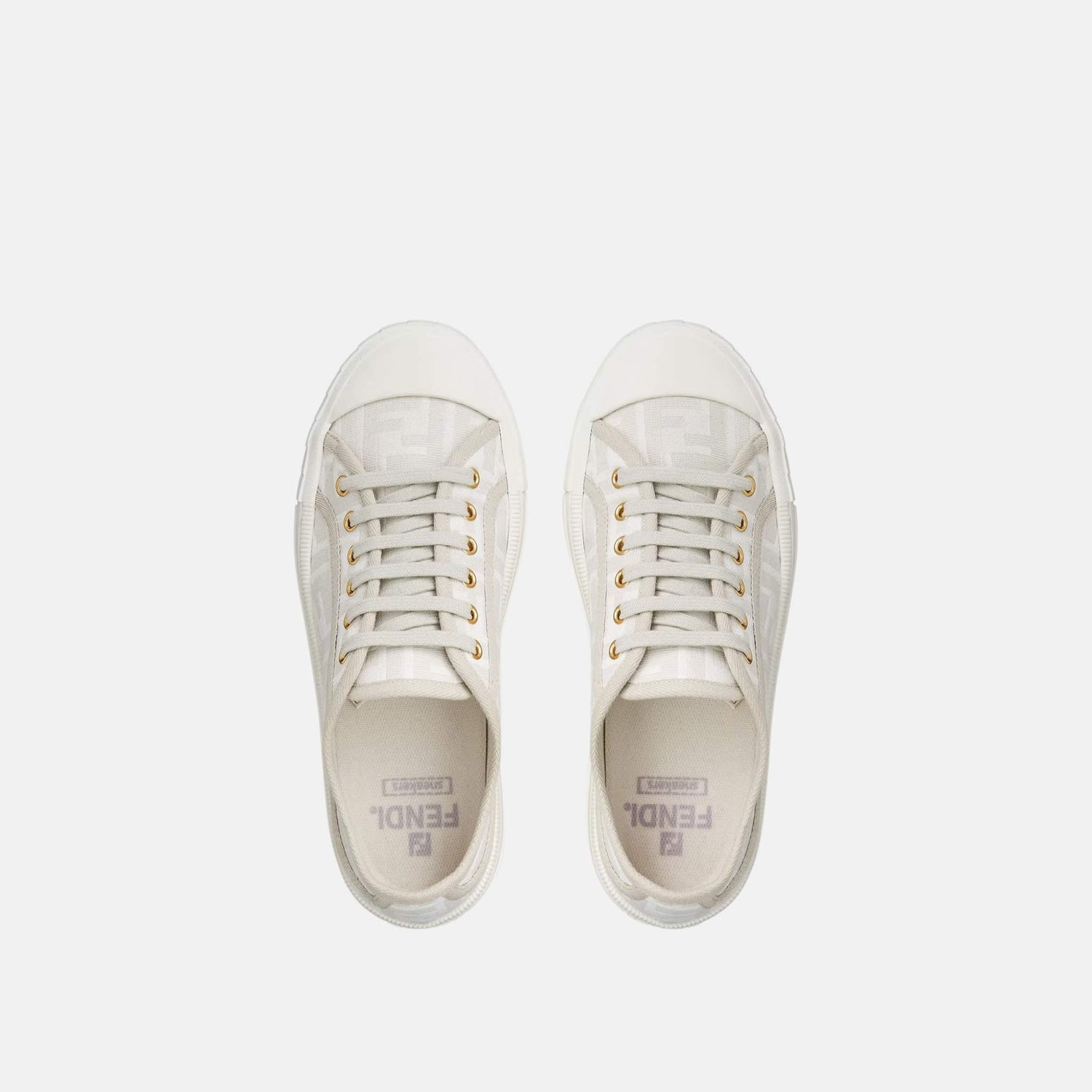 Fendi Domino Low Tops In FF Fabric, White, Top