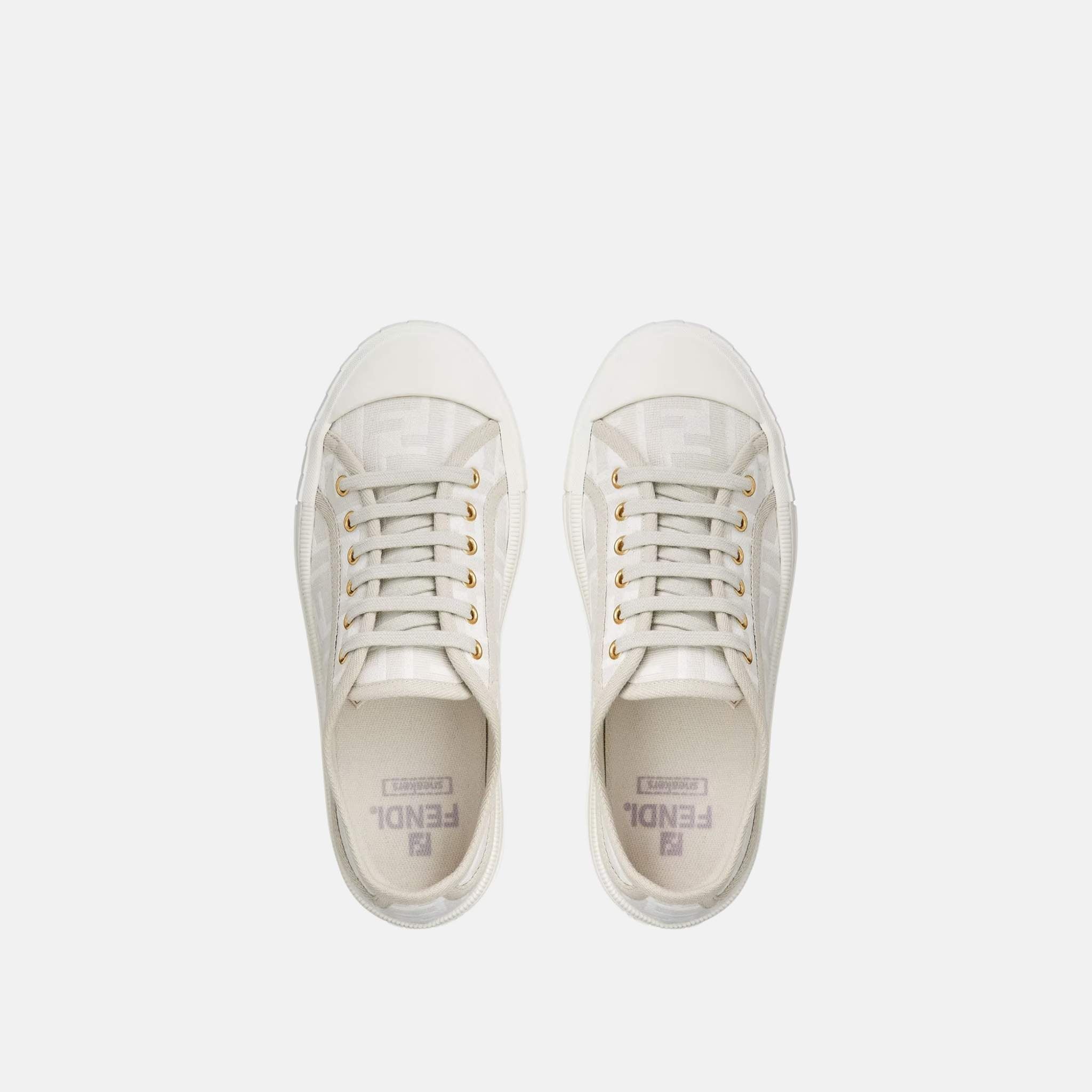 Fendi Domino Low Tops In FF Fabric, White, Top