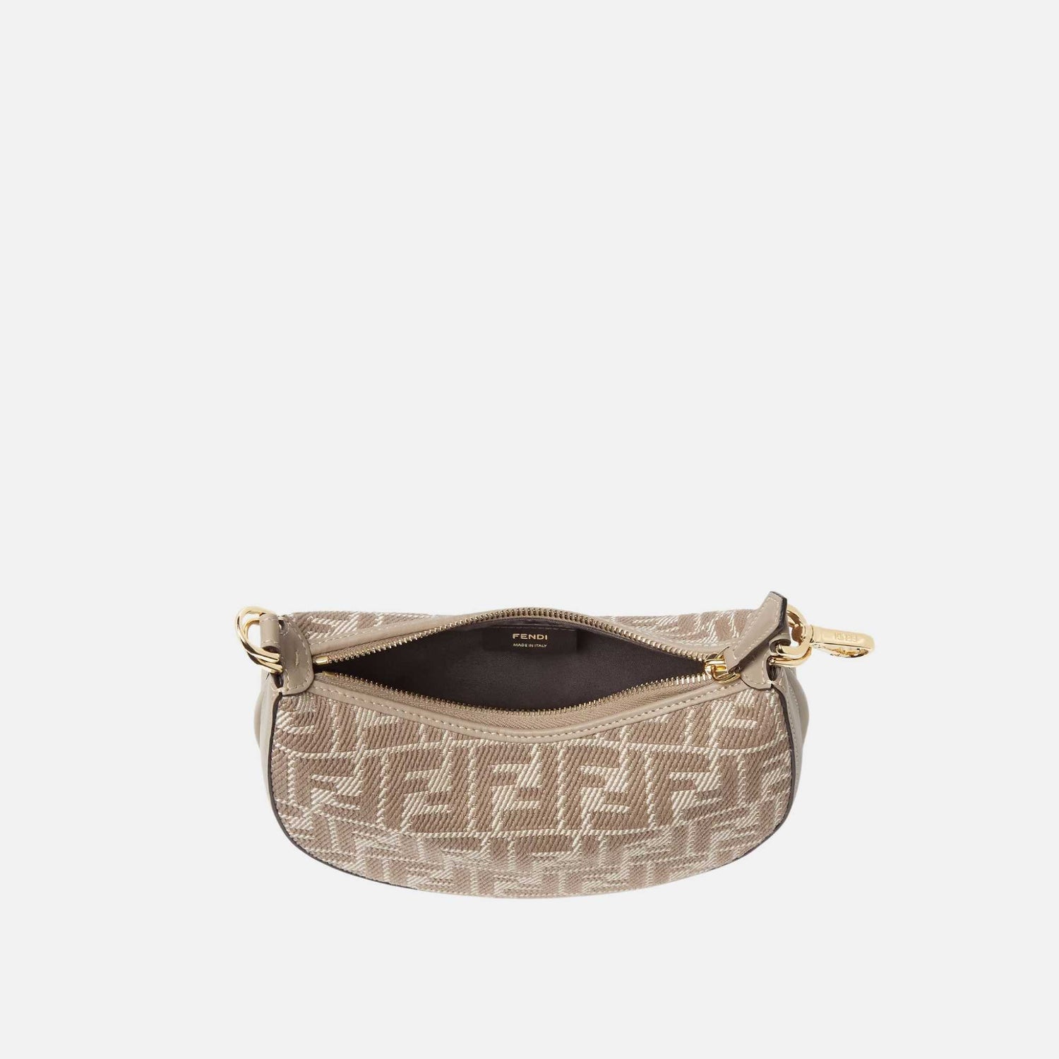 Fendi Fendigraphy Mini Bag In Denim Effect FF Jacquard, Grey, Inside