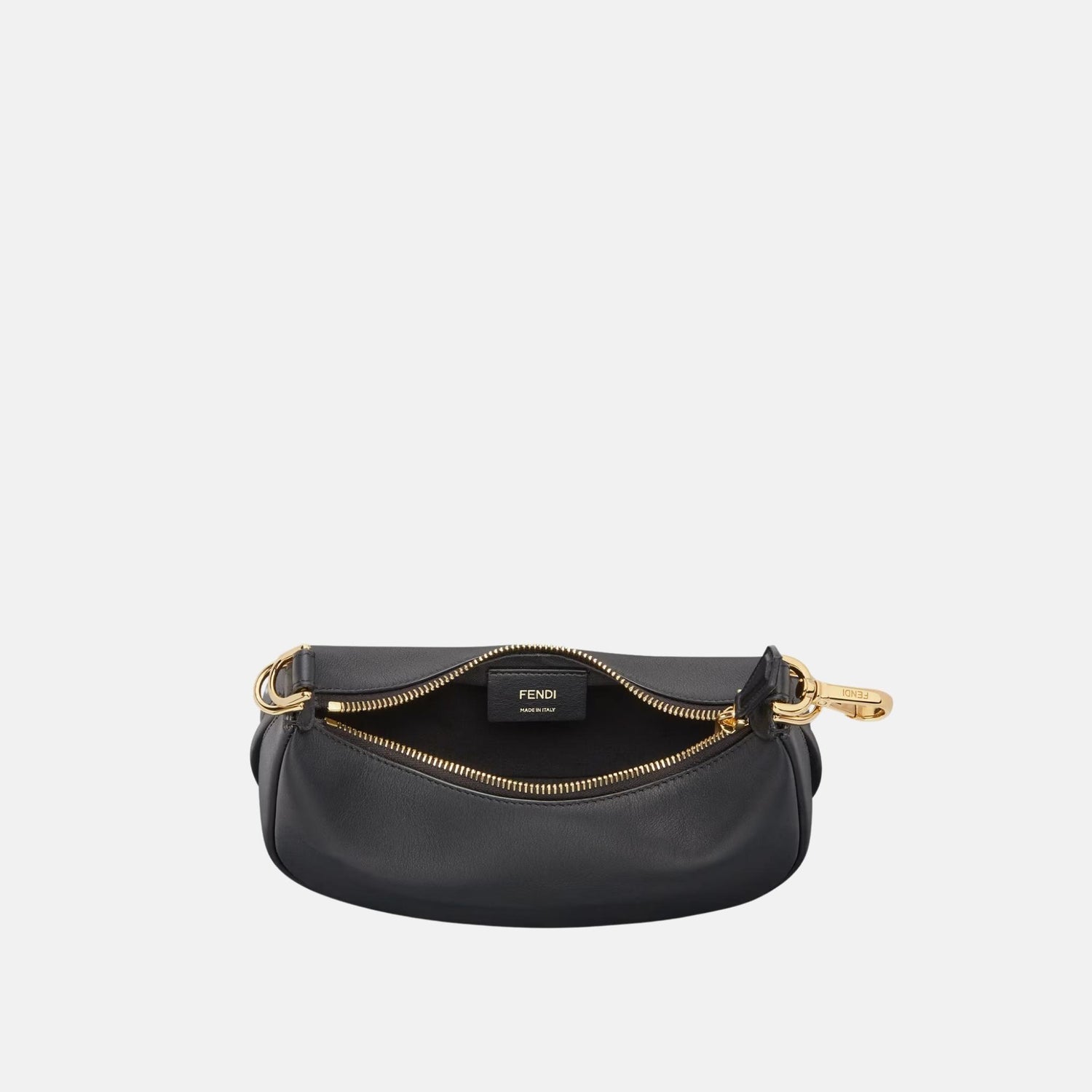 Fendi Fendigraphy Mini Bag In Leather, Black, Inside