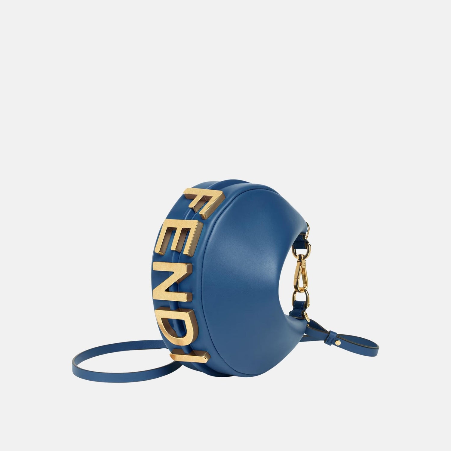 Fendi Fendigraphy Mini Bag In Leather, Blue, Side