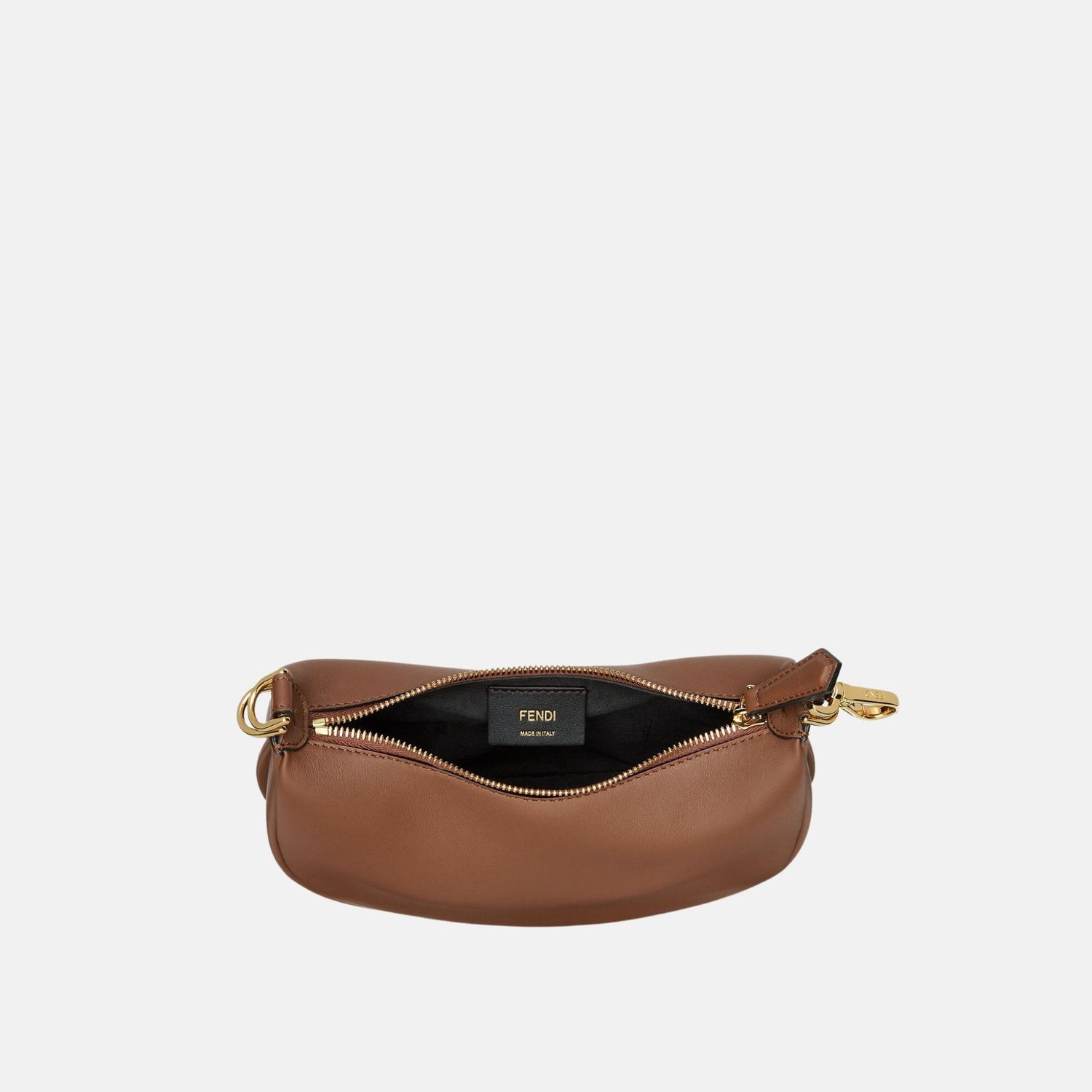 Fendi Fendigraphy Mini Bag In Leather, Brown, Inside