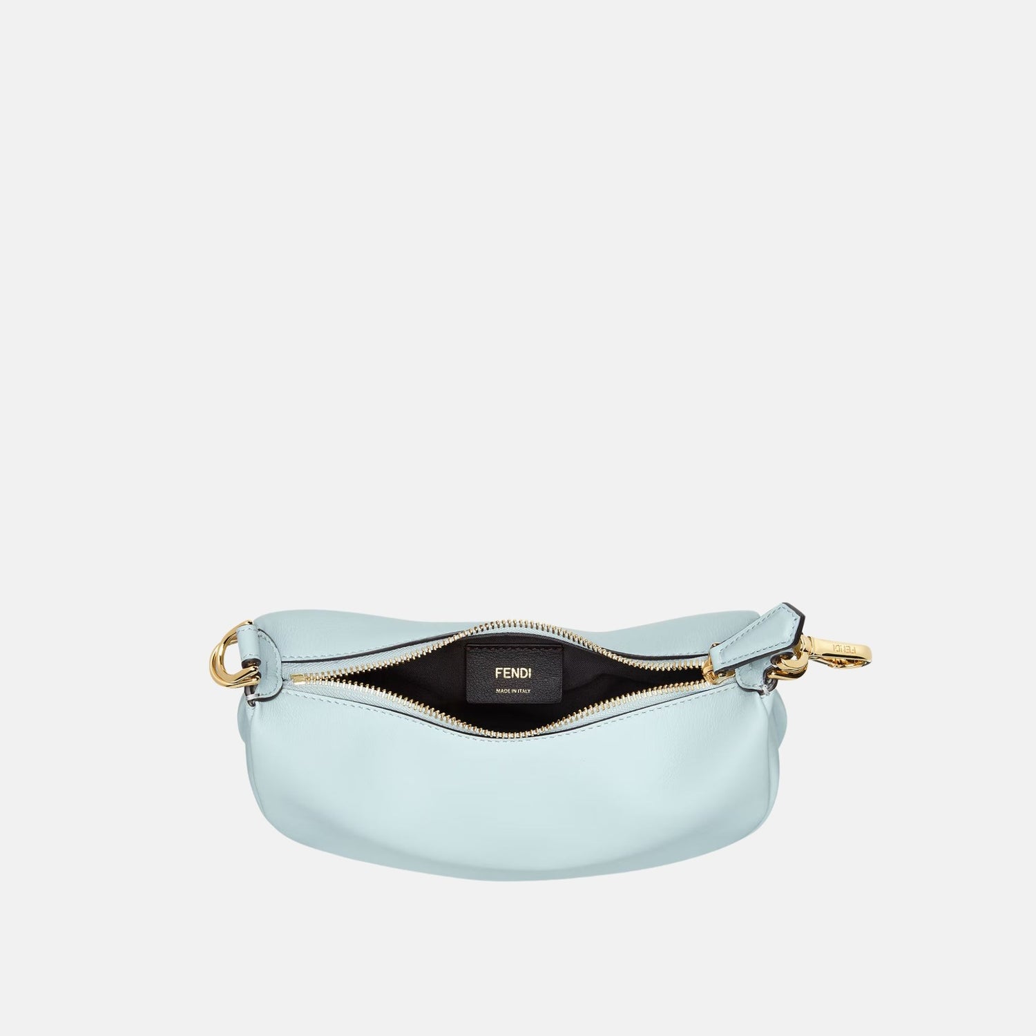 Fendi Fendigraphy Mini Bag In Leather, Sky Blue, Inside