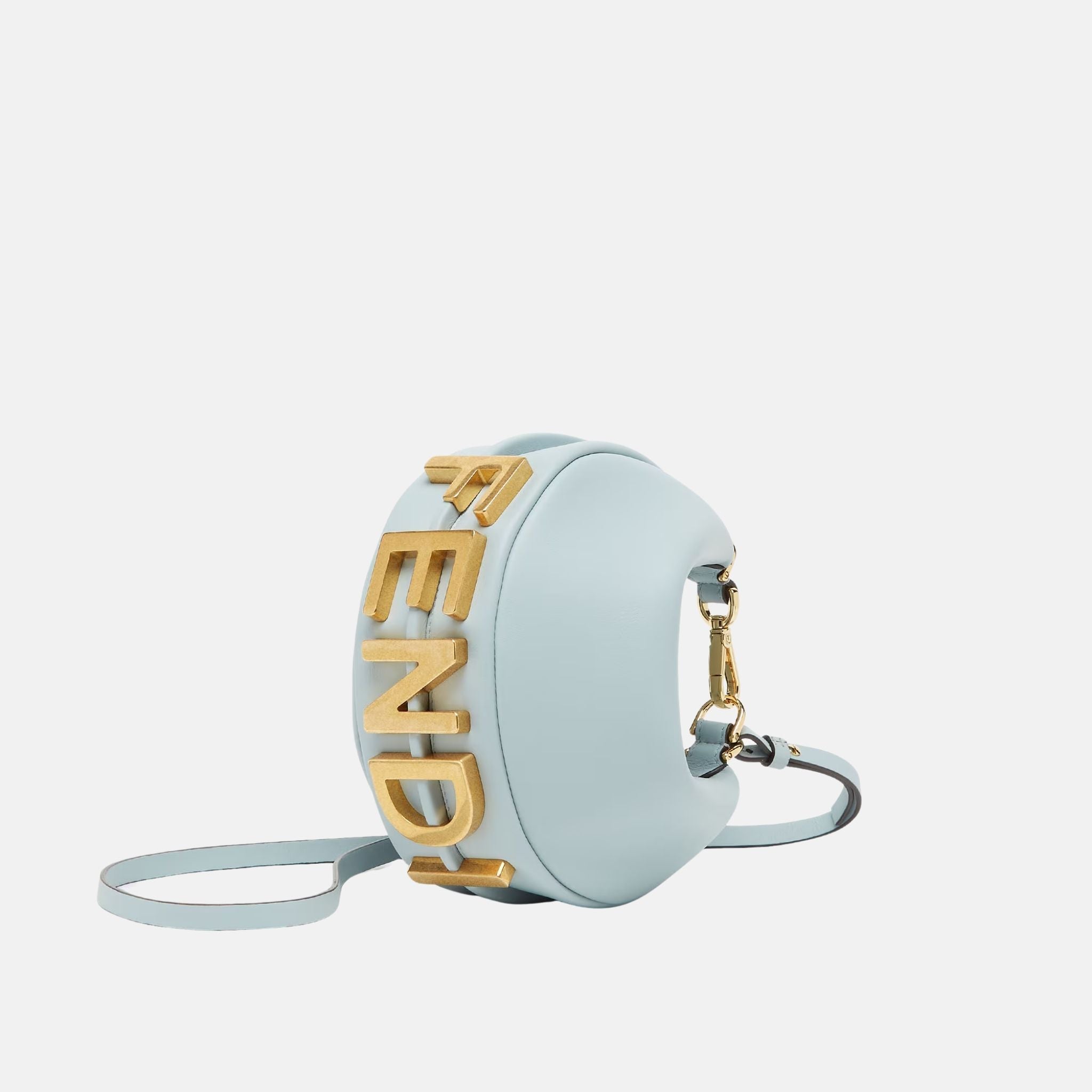 Fendi Fendigraphy Mini Bag In Leather, Sky Blue, Side