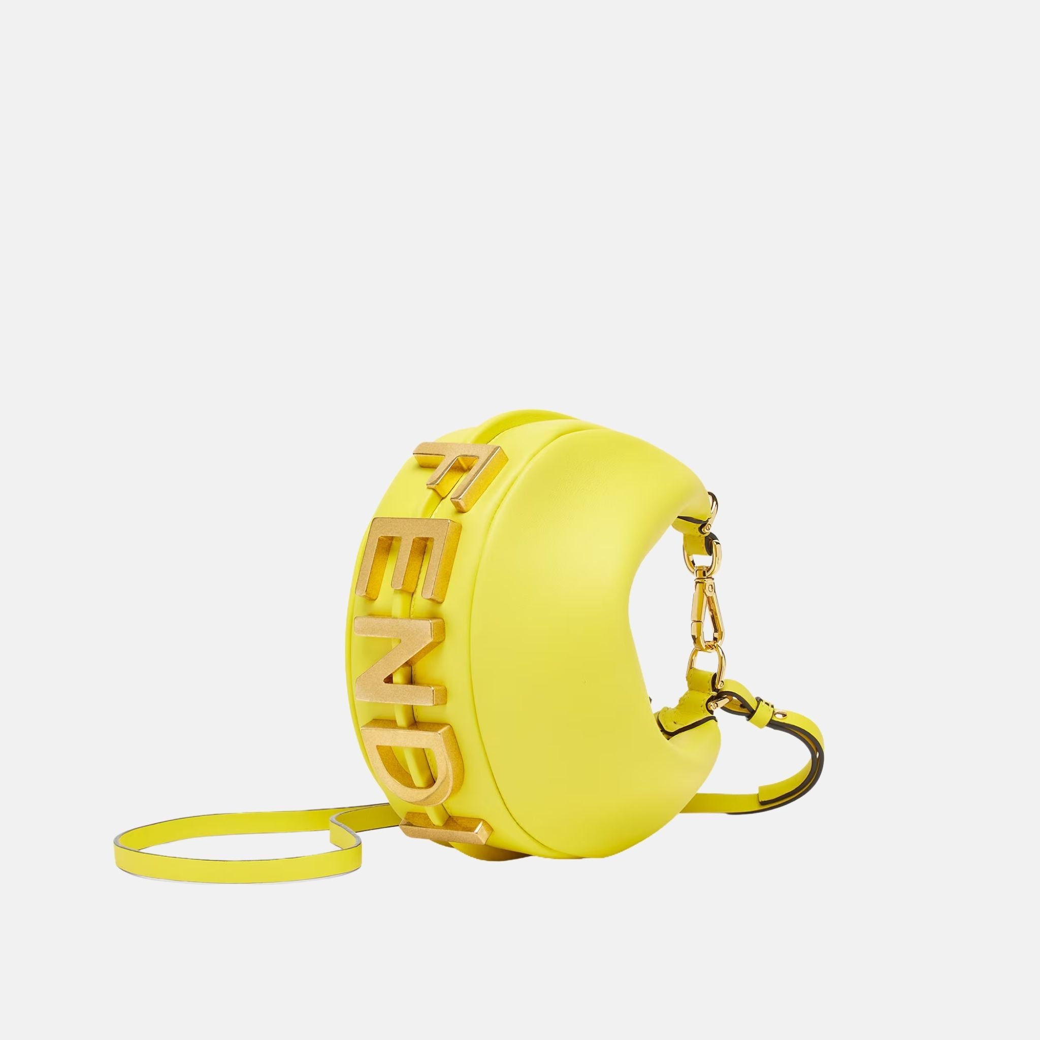 Fendi Fendigraphy Mini Bag In Leather, Yellow, Side