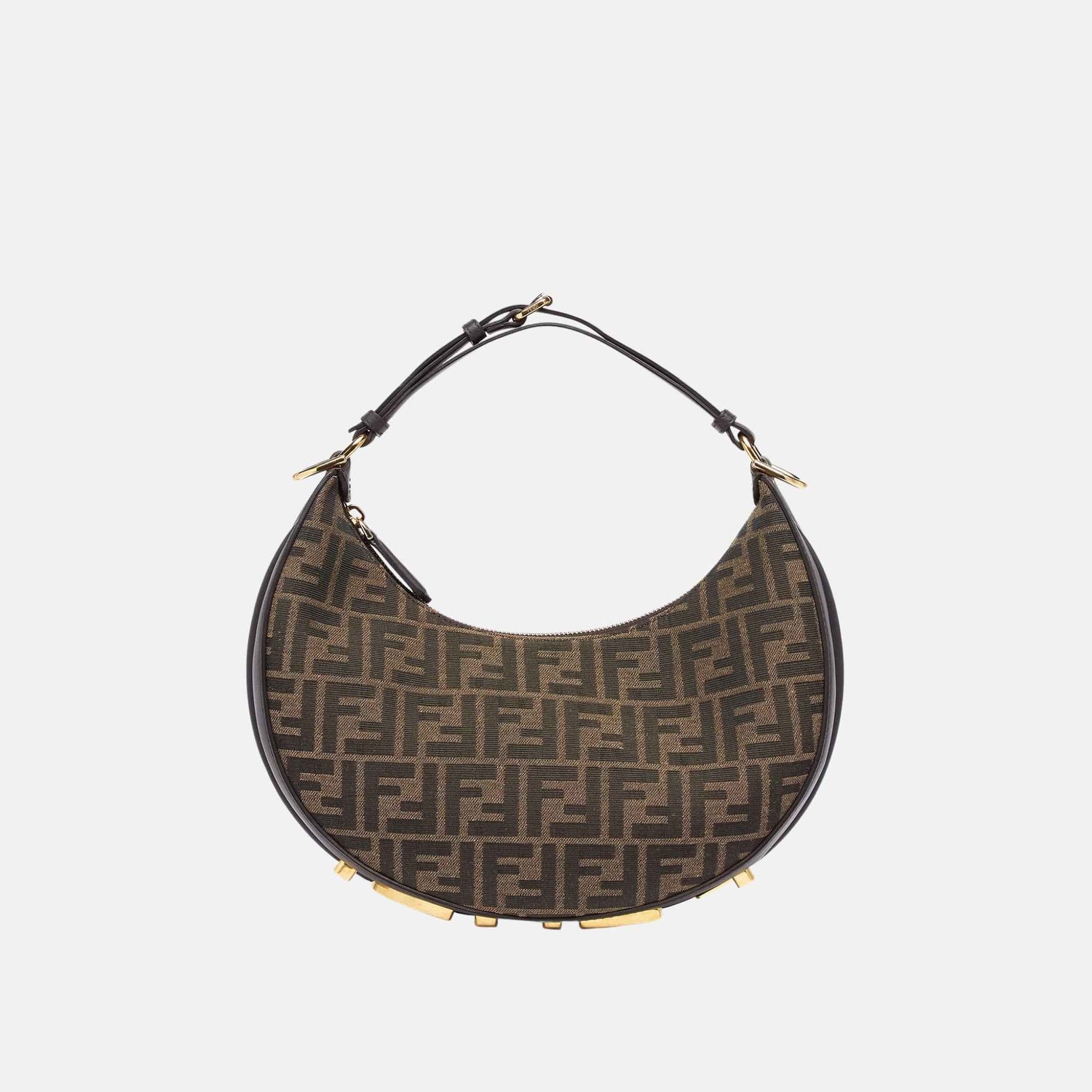 Fendi Fendigraphy Small Bag In Brown FF Jacquard Fabric, Front