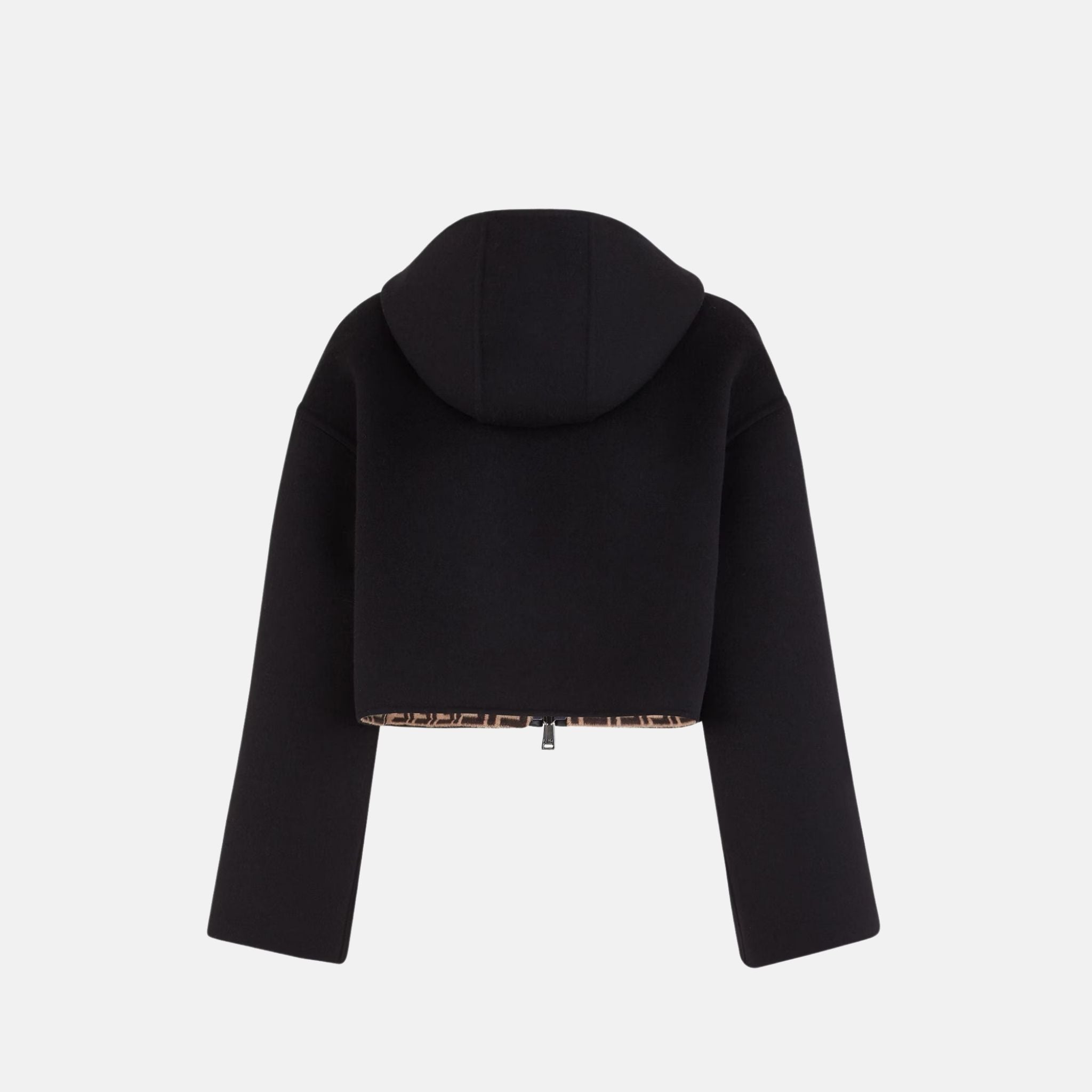 Fendi Jacket In Wool Double Slider, Black, Back