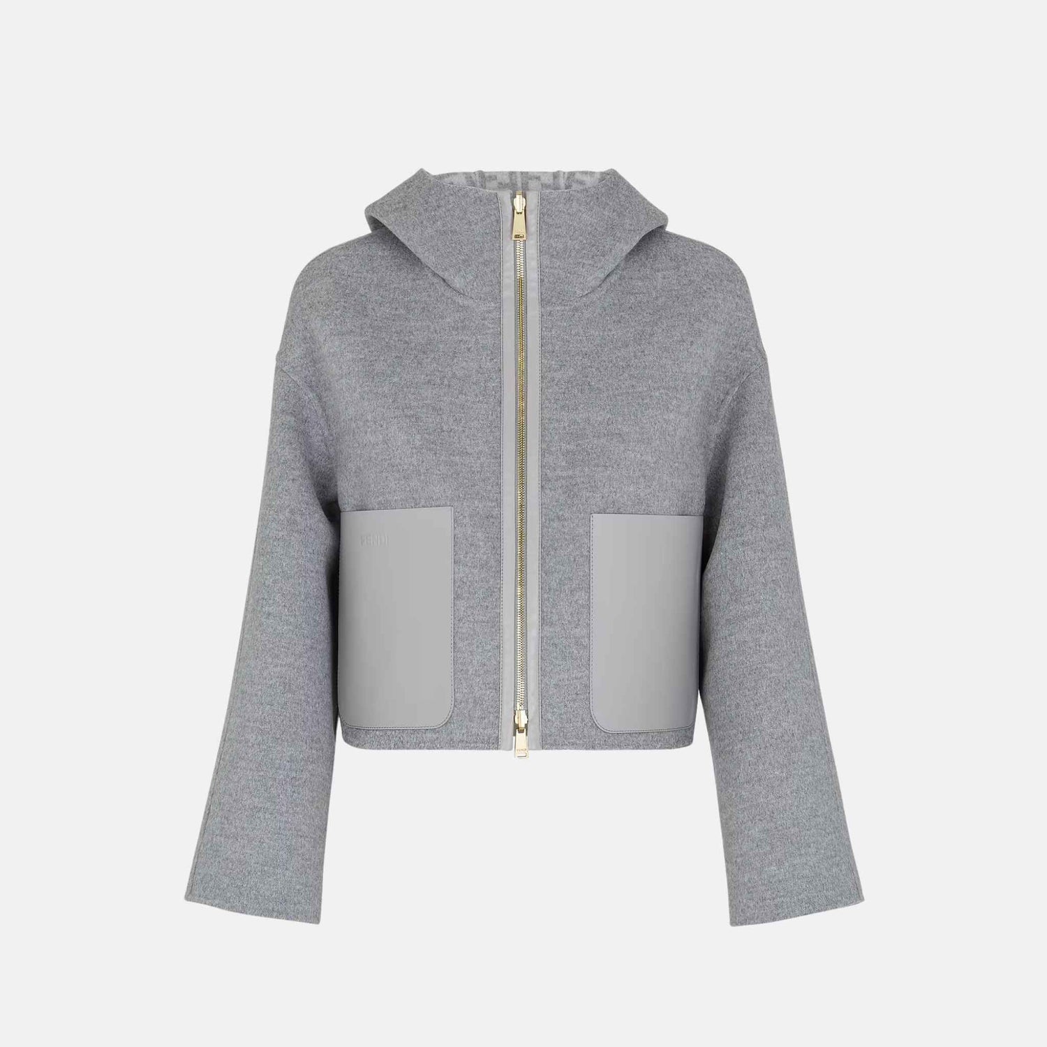 Fendi Jacket In Wool Double Slider, Grey, Front