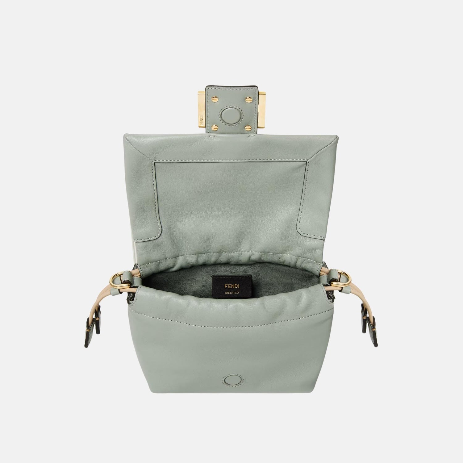 Fendi Mamma Baguette Small Mini Bag, Green, Inside