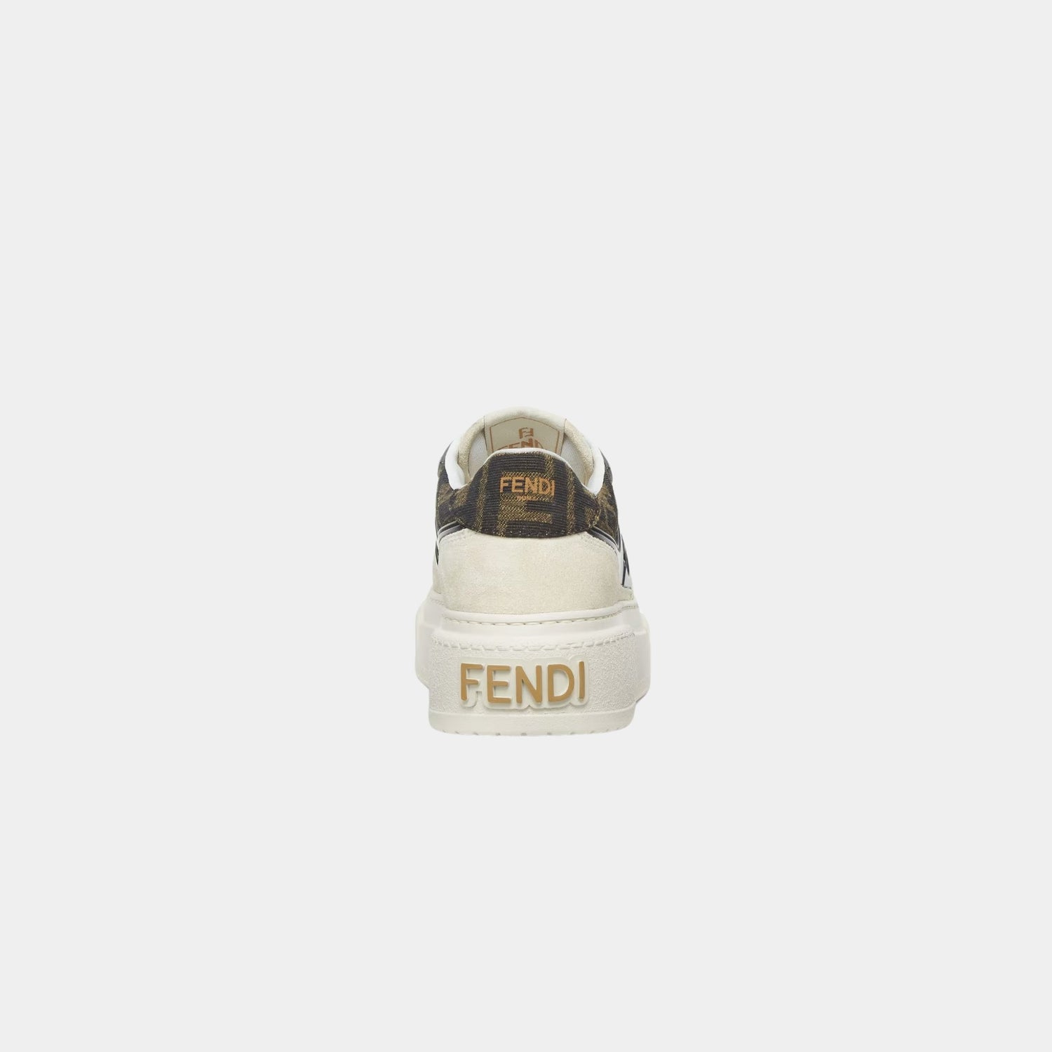 Fendi Match Canvas And White Suede Platform Low-Tops, Back View