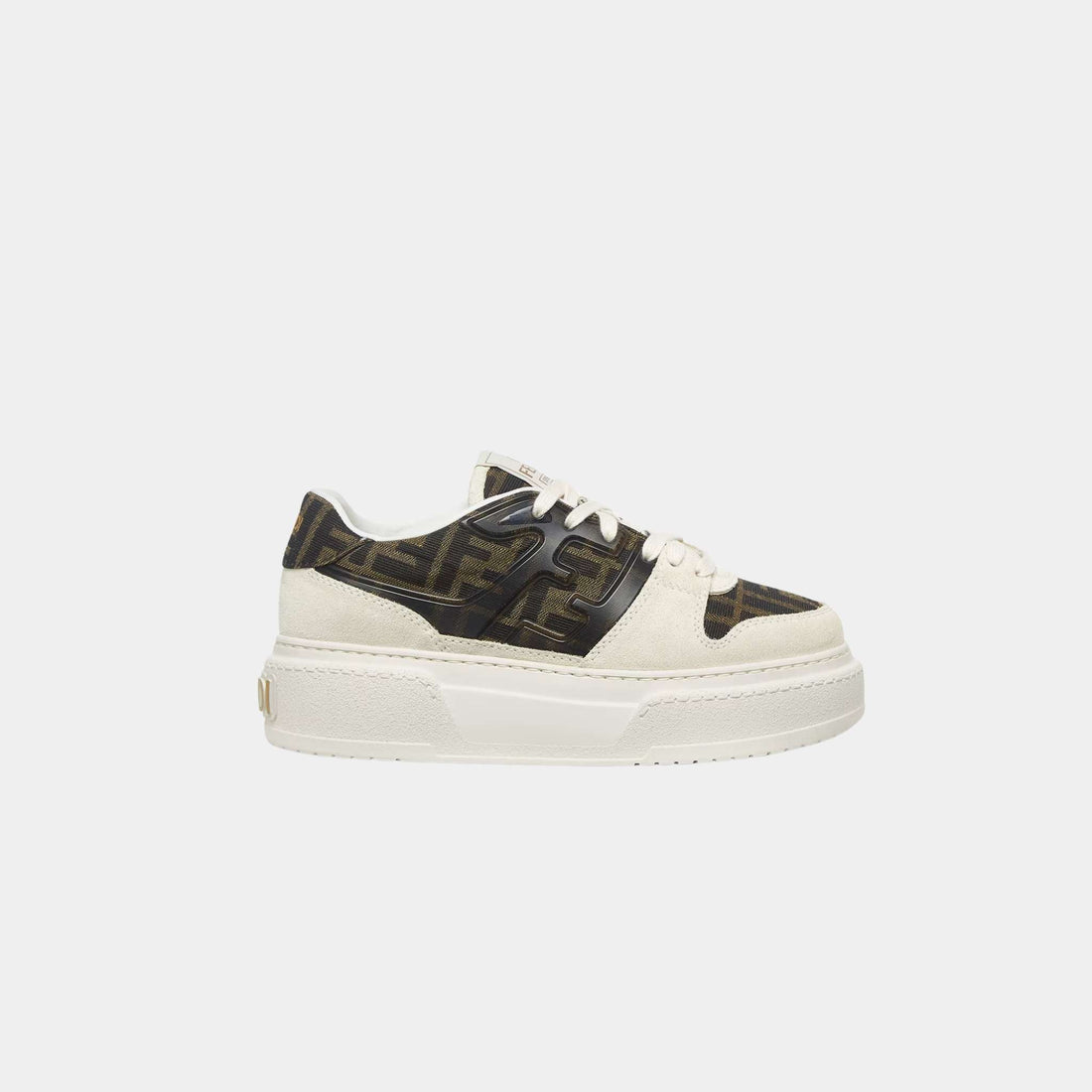 Fendi Match Canvas And White Suede Platform Low-Tops, Side View