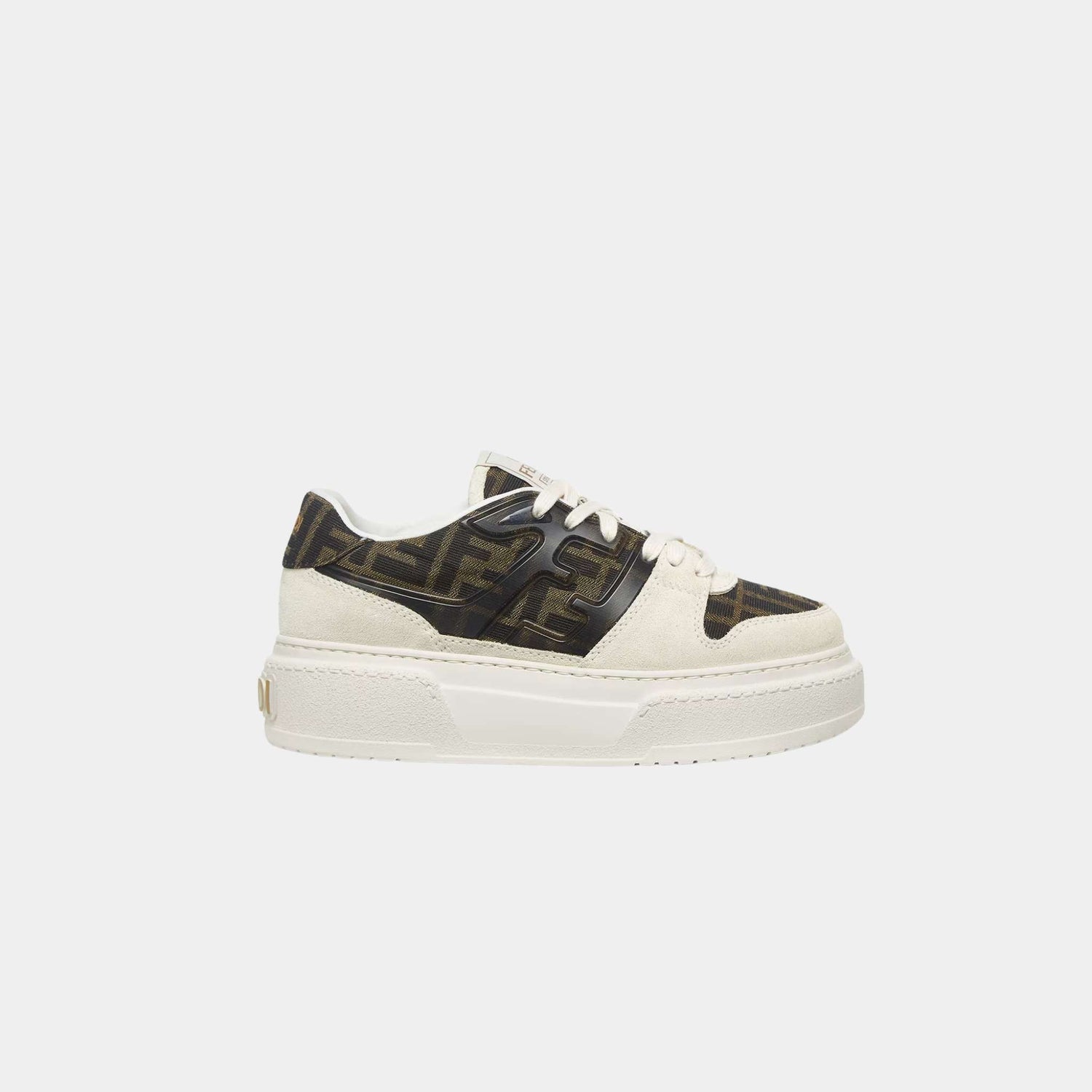 Fendi Match Canvas And White Suede Platform Low-Tops, Side View