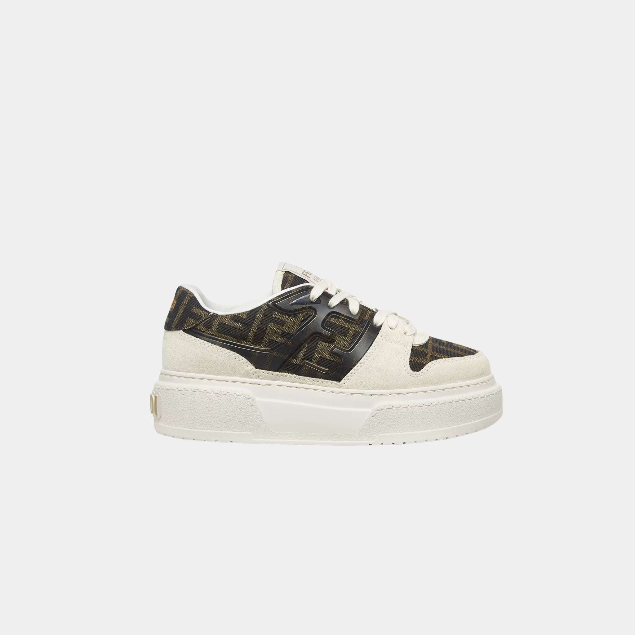 Fendi Match Canvas And White Suede Platform Low-Tops, Side View