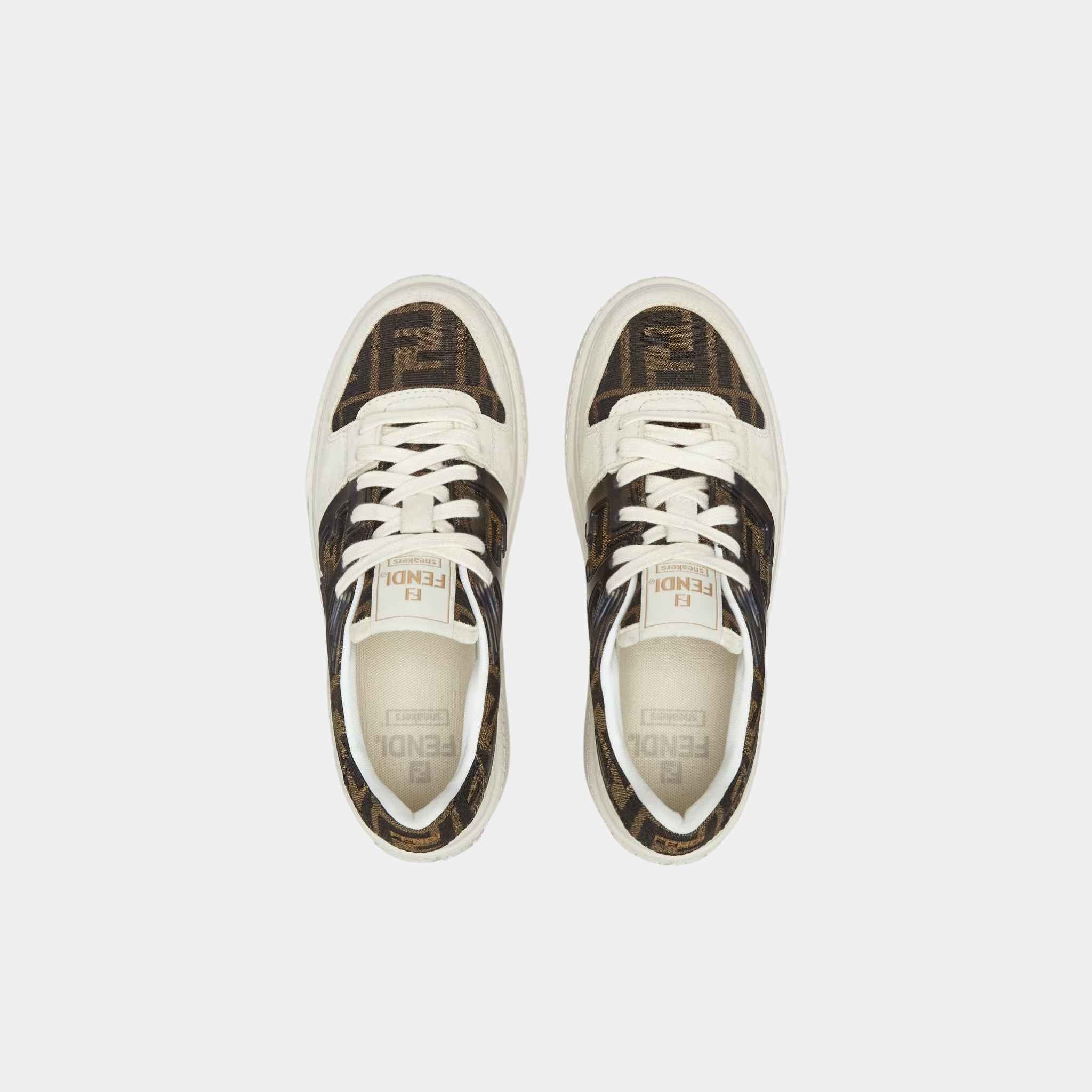 Fendi Match Canvas And White Suede Platform Low-Tops, Top View