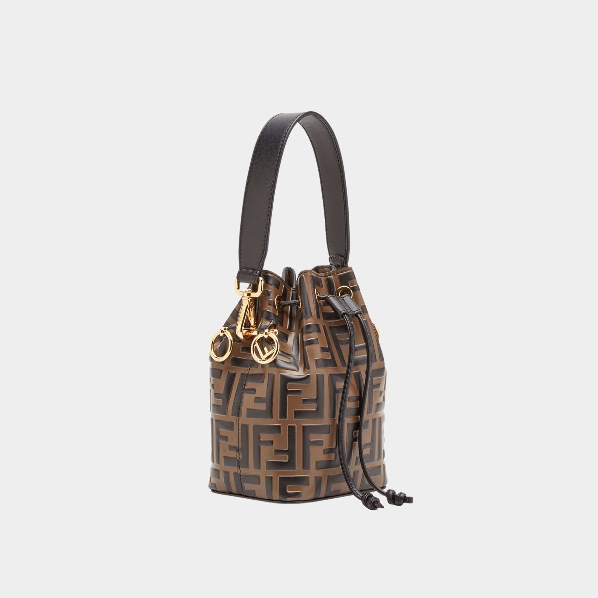 Fendi Mon Tresor Brown Leather Mini-Bag, Metalware