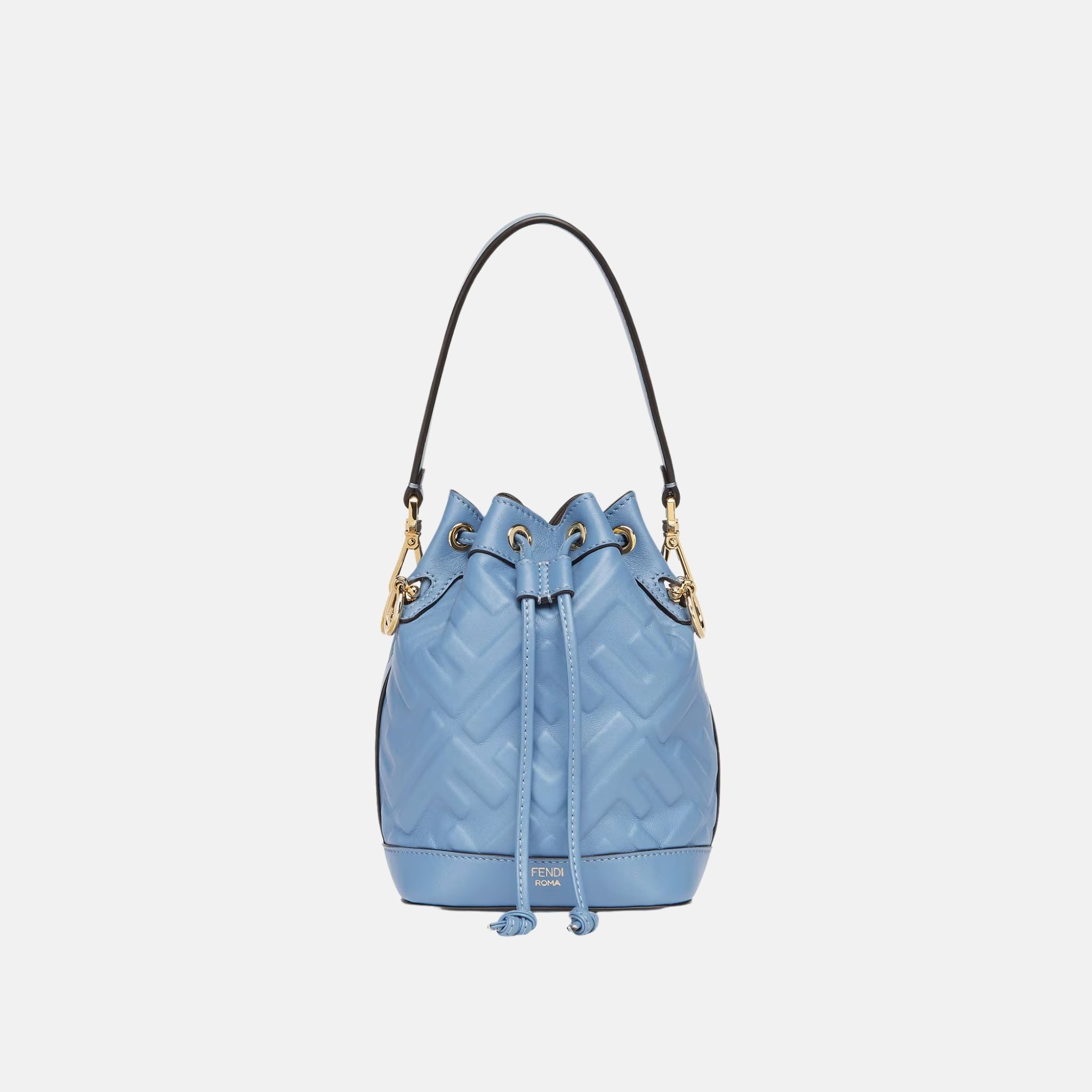 Fendi Mon Tresor Leather Mini Bag, Blue, Front