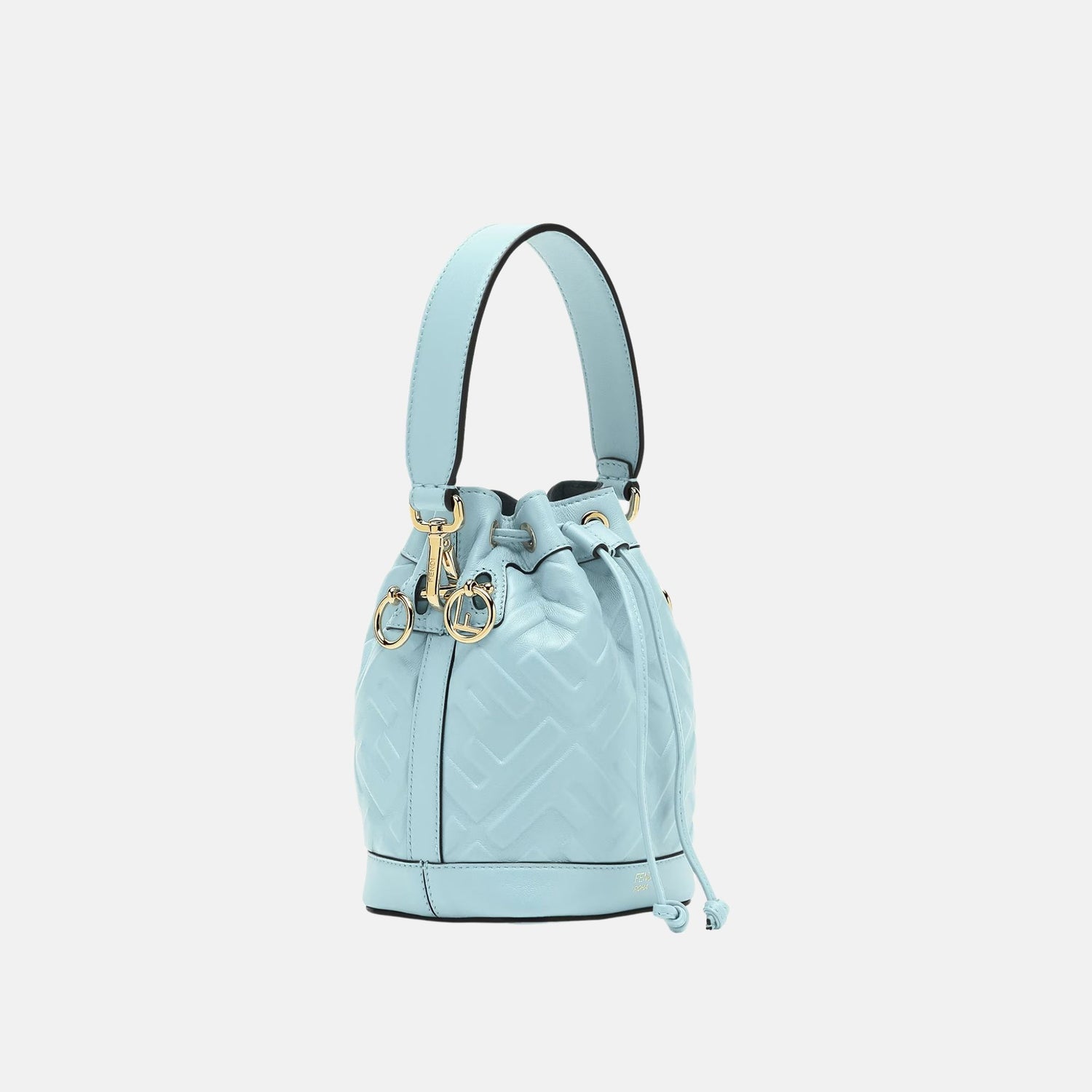 Fendi Mon Tresor Leather Mini Bag, Cyan, Side