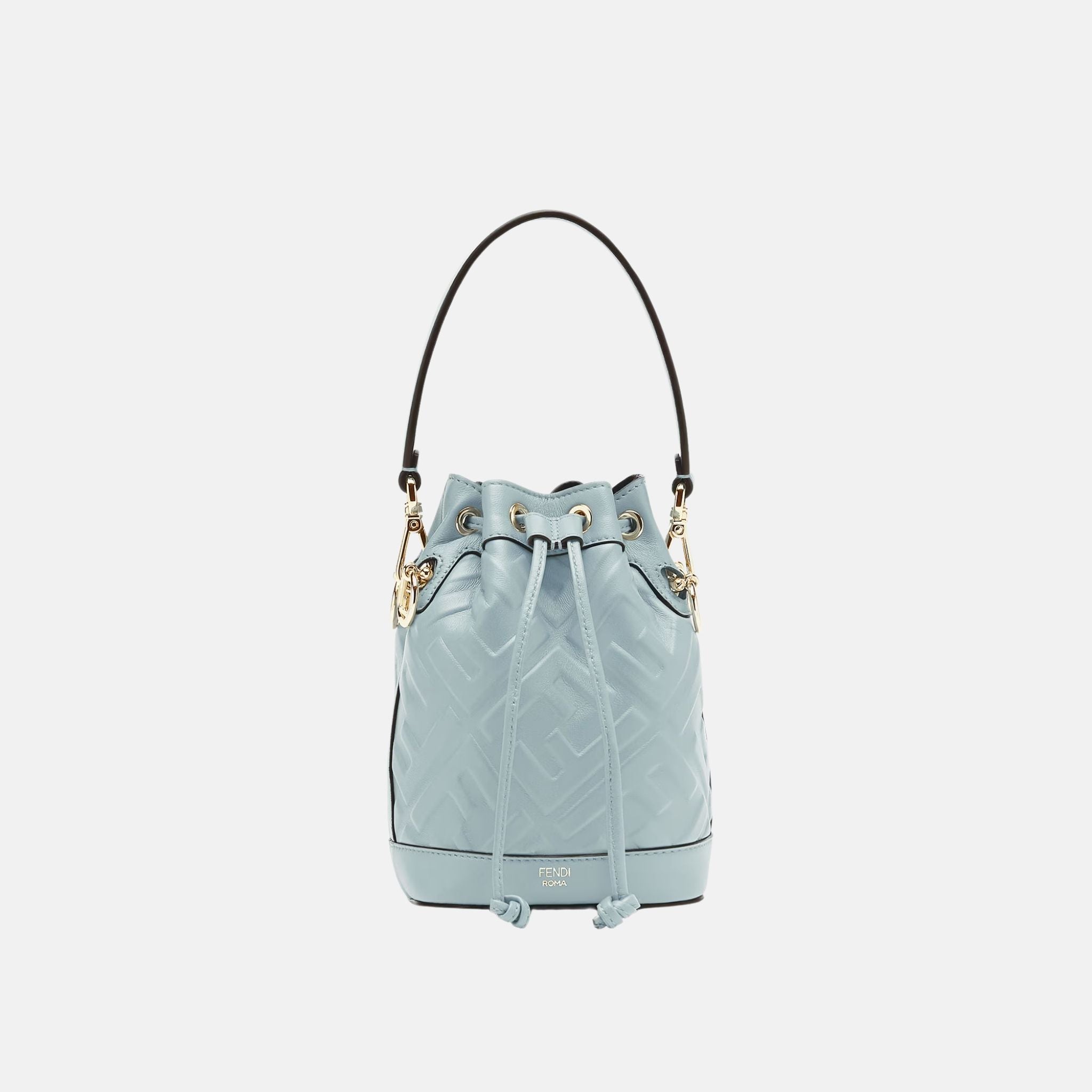 Fendi Mon Tresor Leather Mini Bag, Light Blue, Front