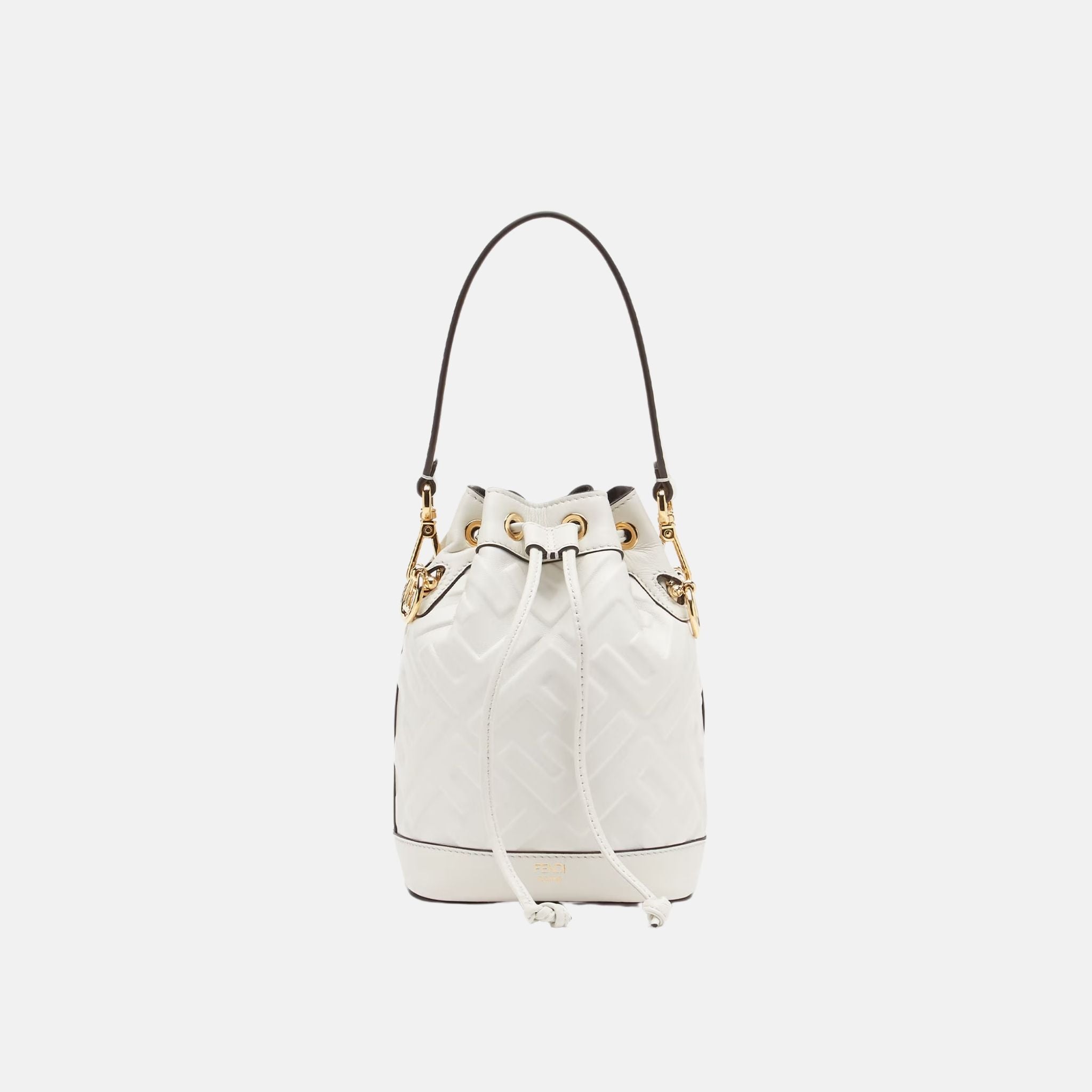 Fendi Mon Tresor Leather Mini Bag, White, Front