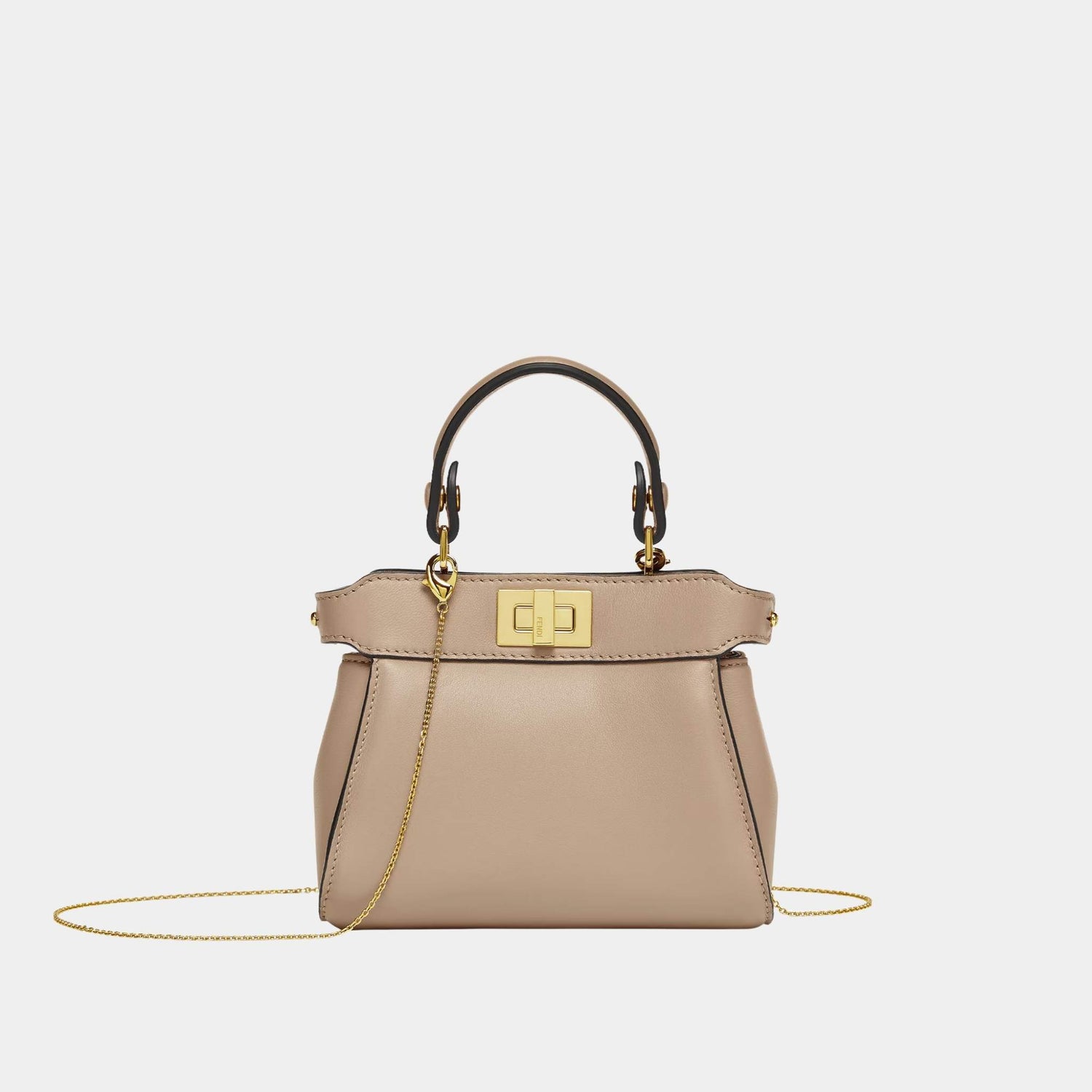 Fendi Nano Peekaboo Nappa Leather Bag, Dove Grey, Front