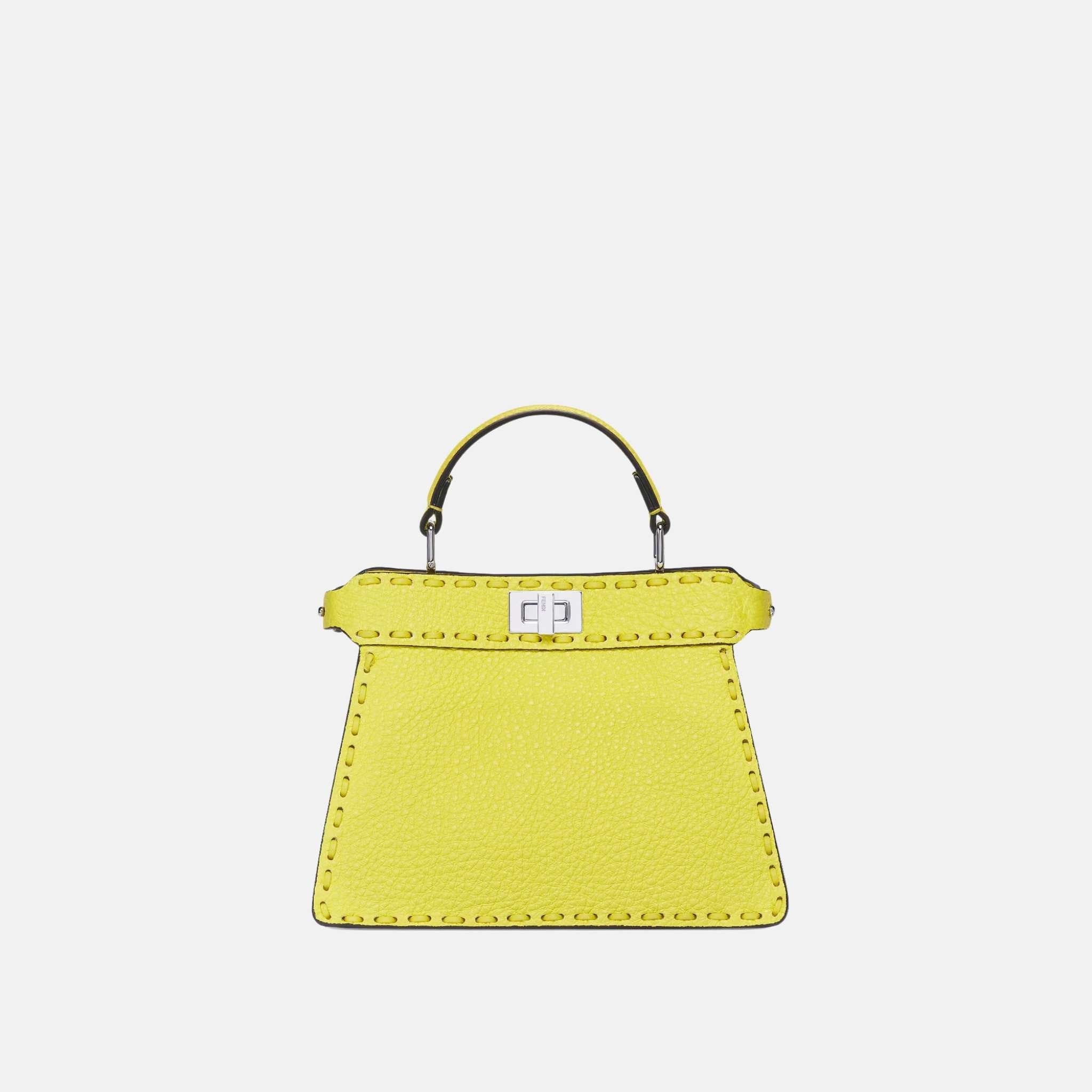 Fendi Peekaboo ISeeU Petite Selleria Bag, Acid Yellow, Front