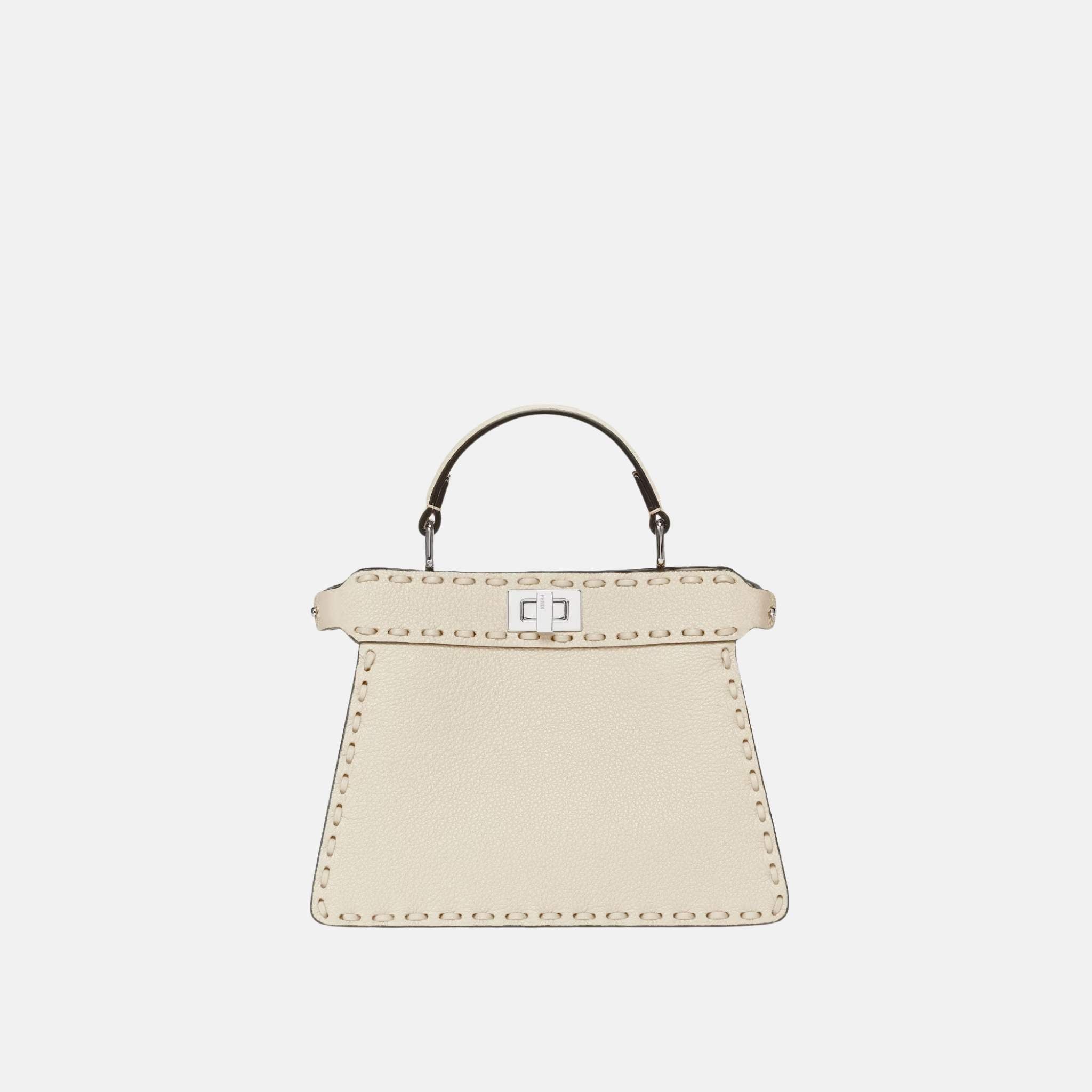 Fendi Peekaboo ISeeU Petite Selleria Bag, Beige, Front