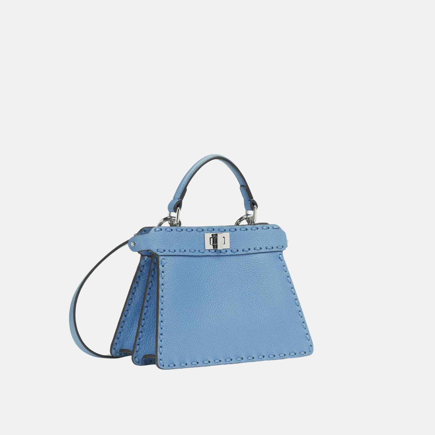 Fendi Peekaboo ISeeU Petite Selleria Bag, Blue, Side