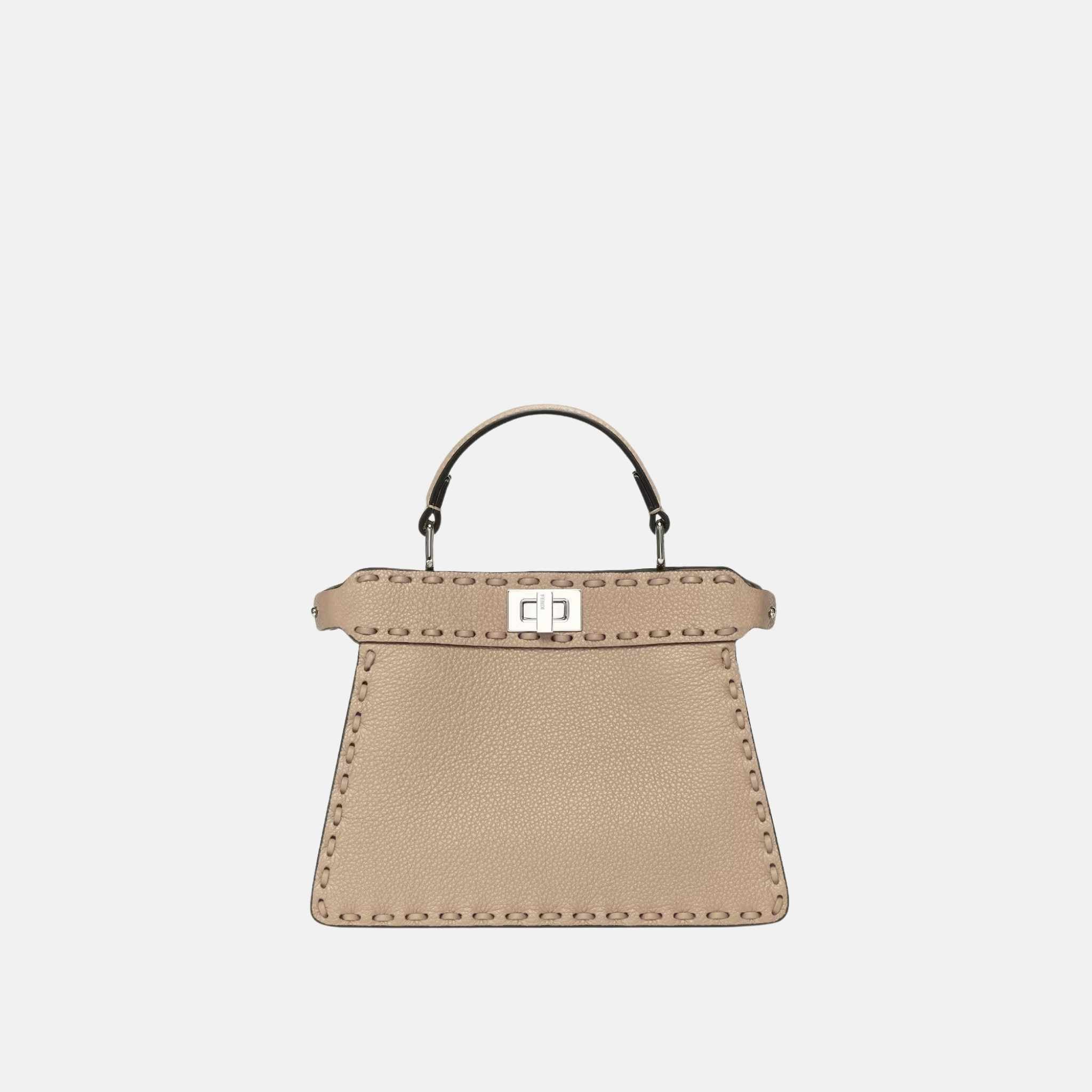 Fendi Peekaboo ISeeU Petite Selleria Bag, Dove Grey, Front