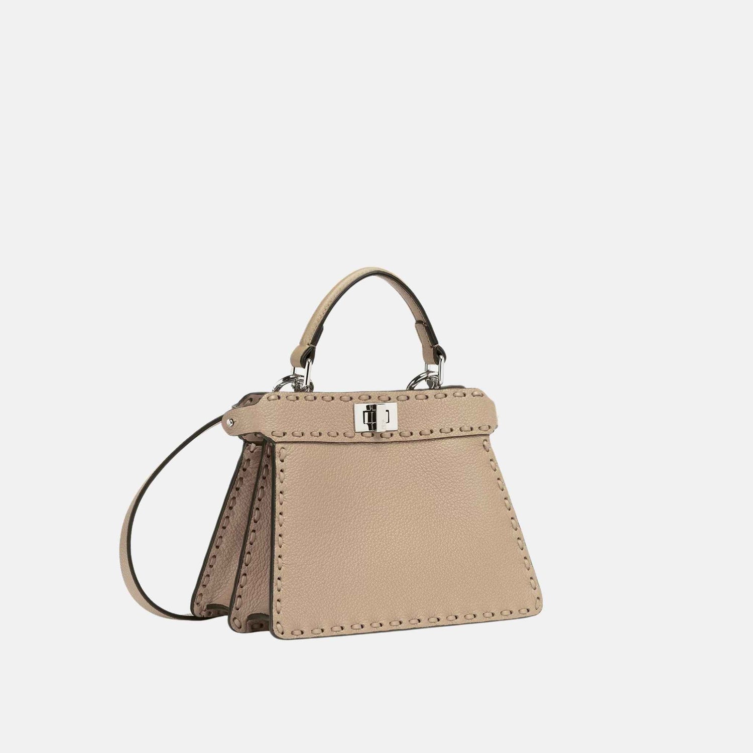 Fendi Peekaboo ISeeU Petite Selleria Bag, Dove Grey, Side