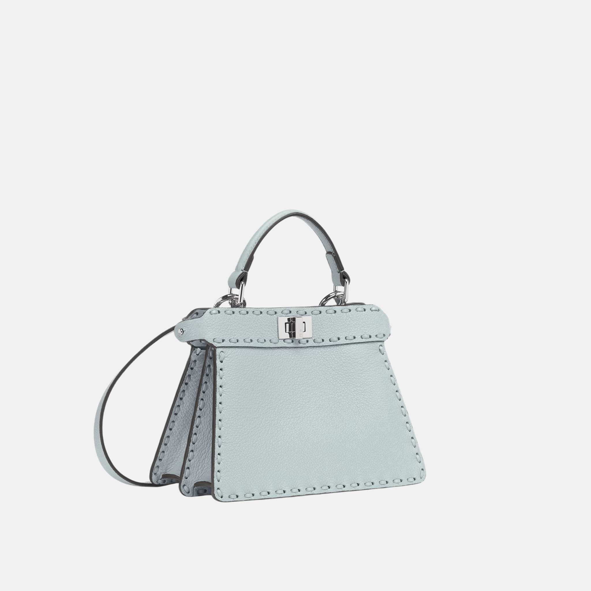 Fendi Peekaboo ISeeU Petite Selleria Bag, Light Blue, Side