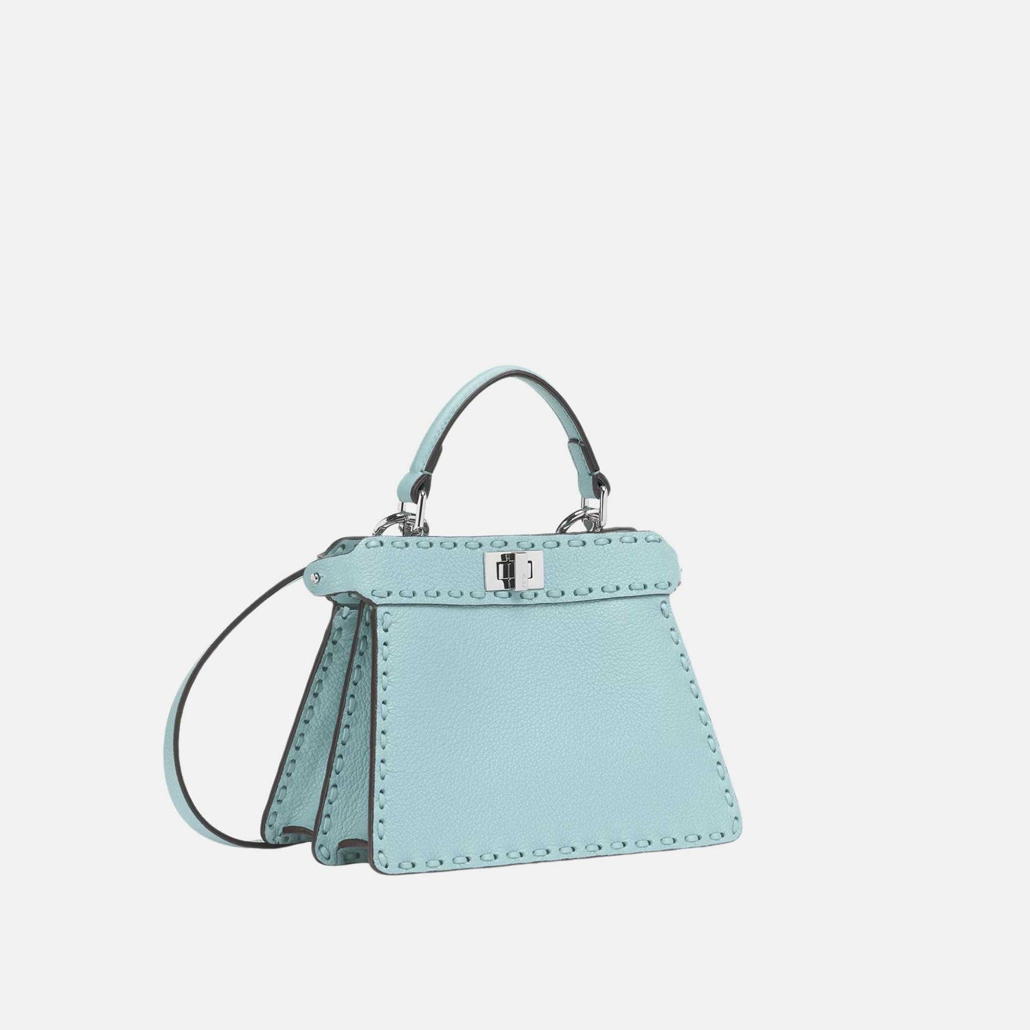 Fendi Peekaboo ISeeU Petite Selleria Bag, Sky Blue, Side