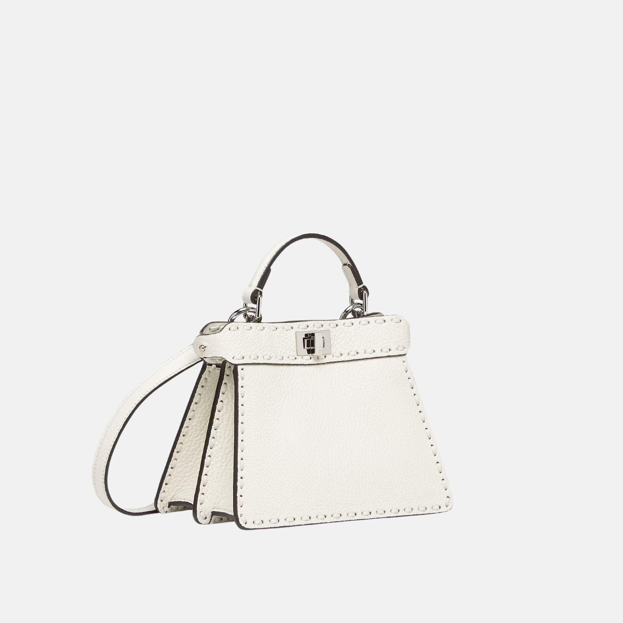 Fendi Peekaboo ISeeU Petite Selleria Bag, White, Side