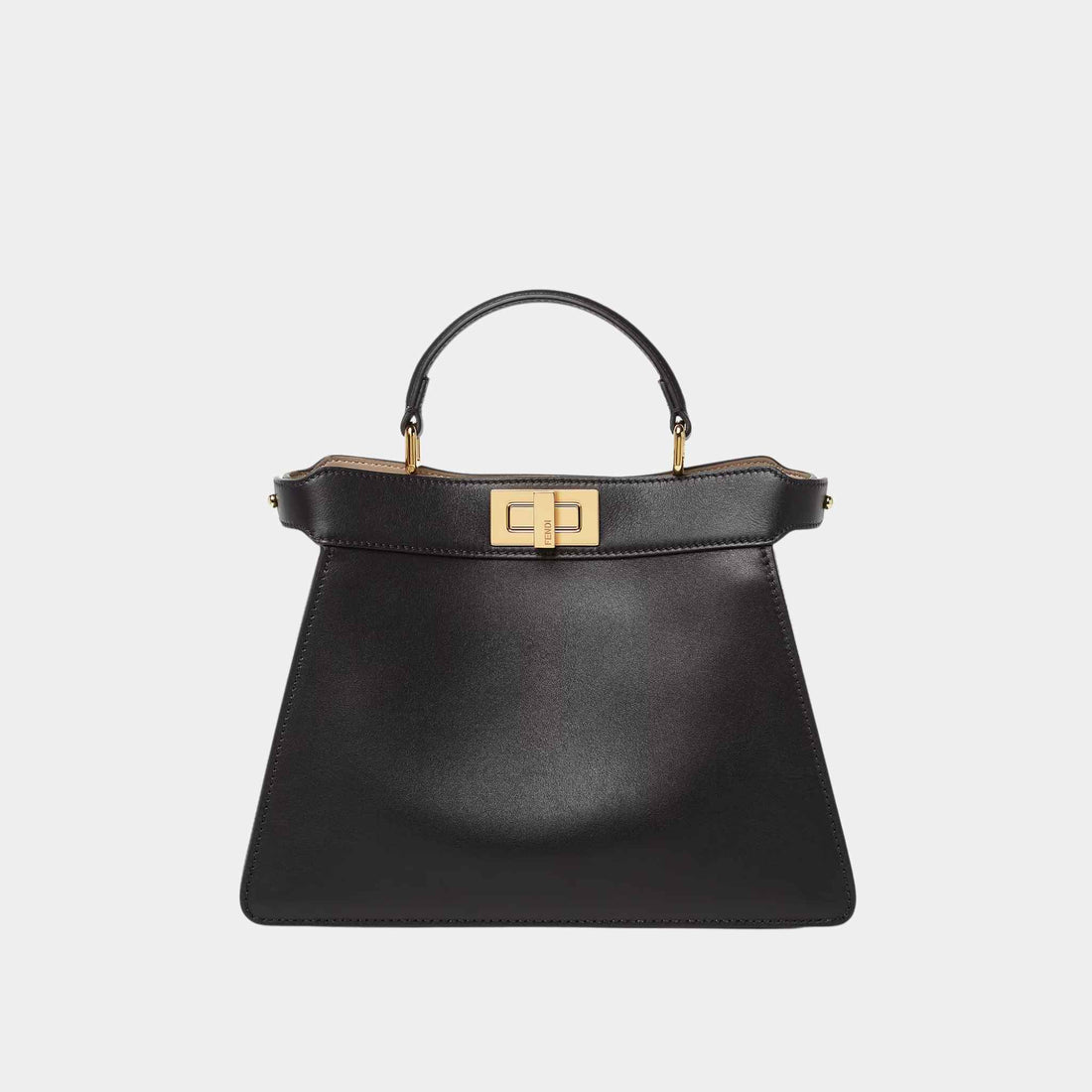 Fendi Peekaboo ISeeU Small Calf Leather Bag, Black, Front
