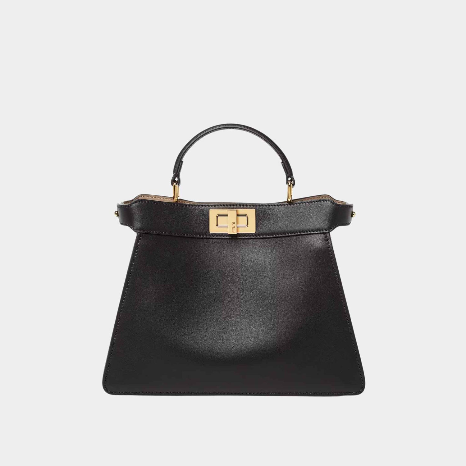 Fendi Peekaboo ISeeU Small Calf Leather Bag, Black, Front