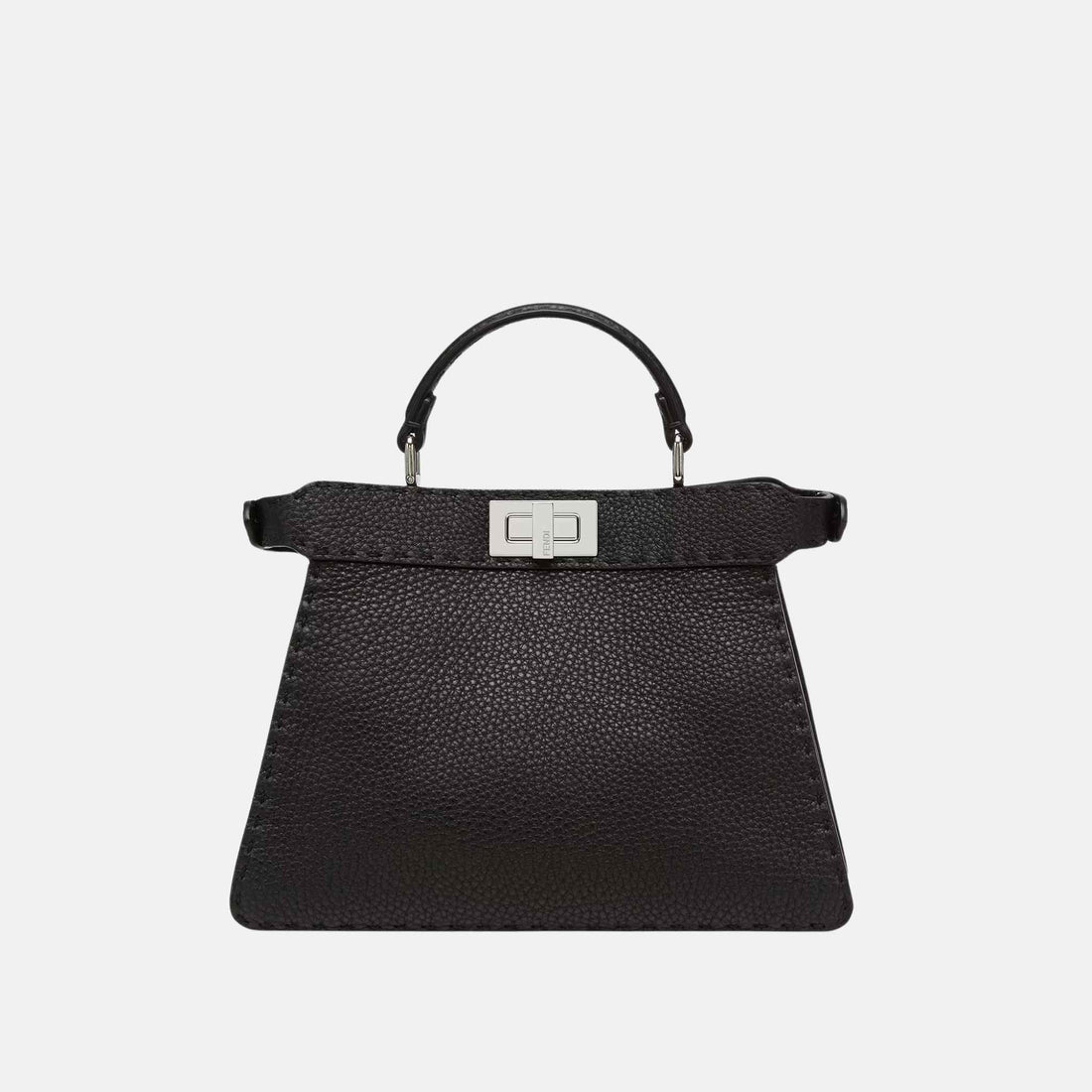 Fendi Peekaboo ISeeU Small Selleria Bag With 1254 Hand-Sewn Stitches, Black, Front