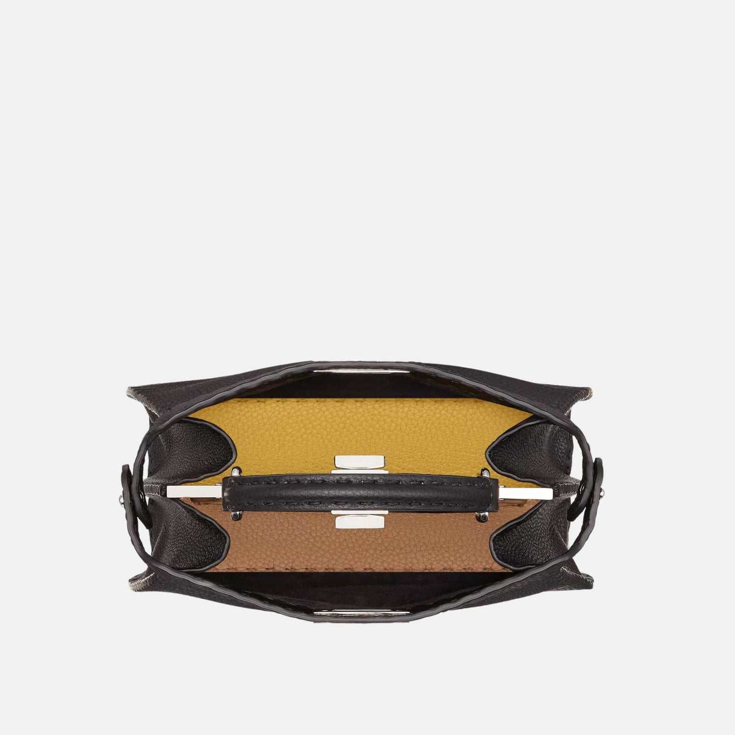 Fendi Peekaboo ISeeU Small Selleria Bag With 1254 Hand-Sewn Stitches, Black, Inside