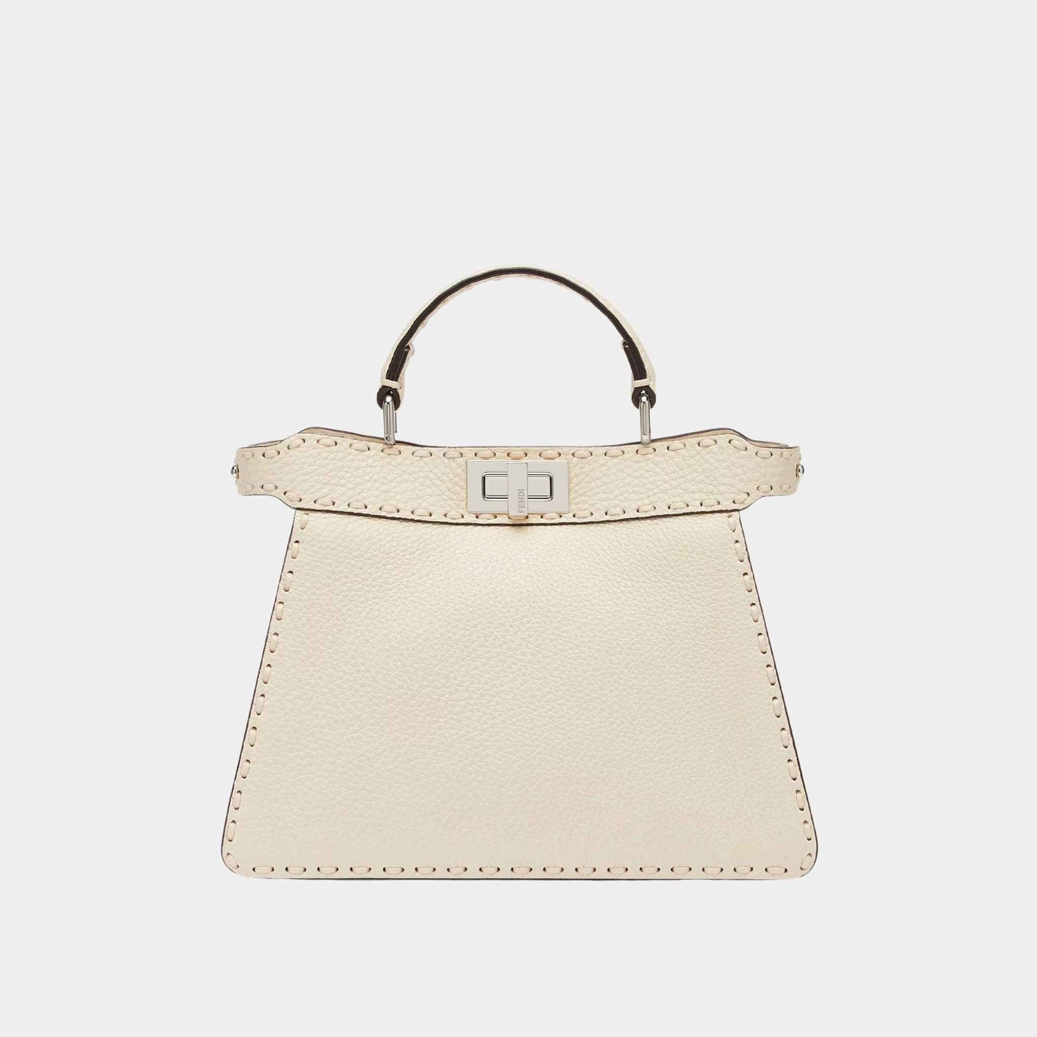 Fendi Peekaboo ISeeU Small Selleria Bag With 556 Hand-Sewn Stitches, Beige, Front