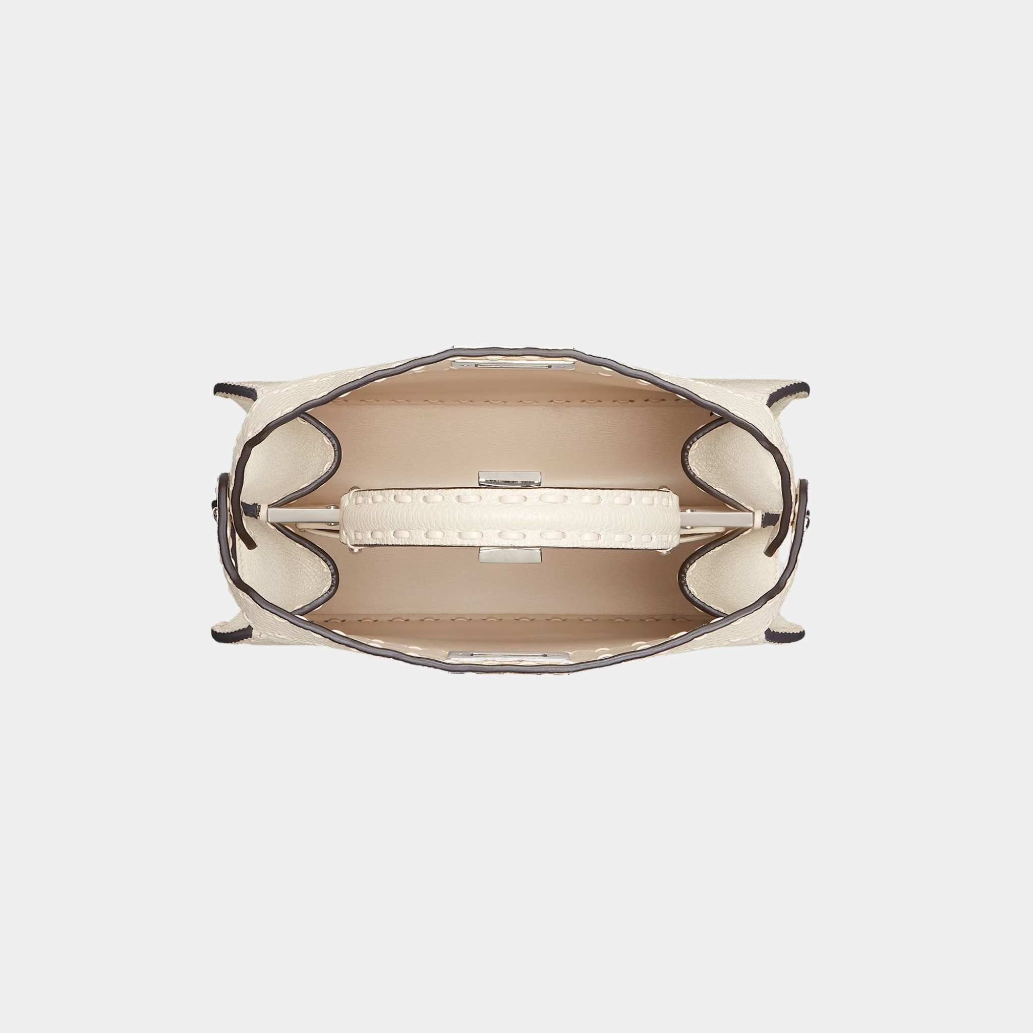 Fendi Peekaboo ISeeU Small Selleria Bag With 556 Hand-Sewn Stitches, Beige, Top